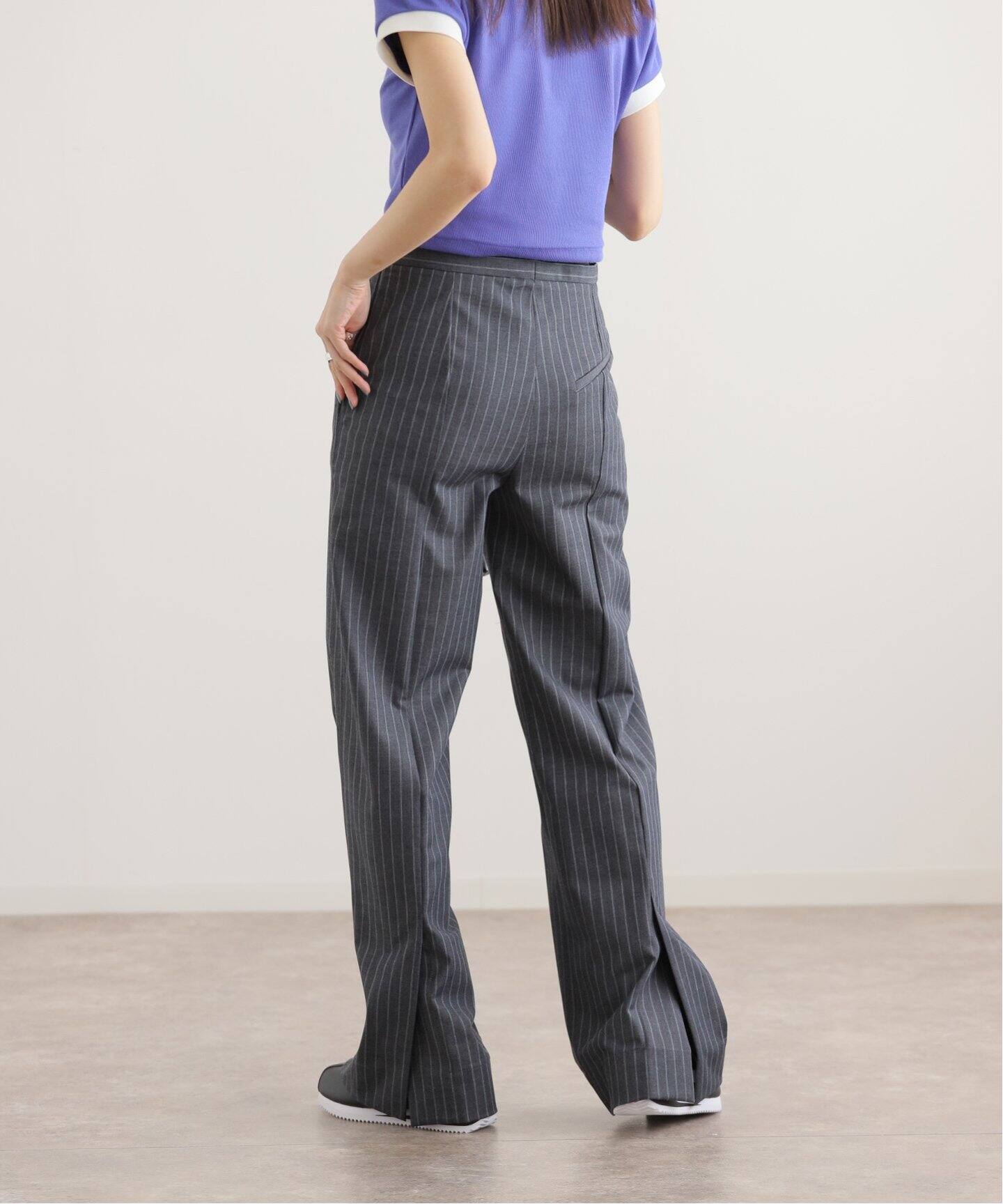 GANNI / ガニー】 Stretch Stripe Mid Waist Pants：スラックス  