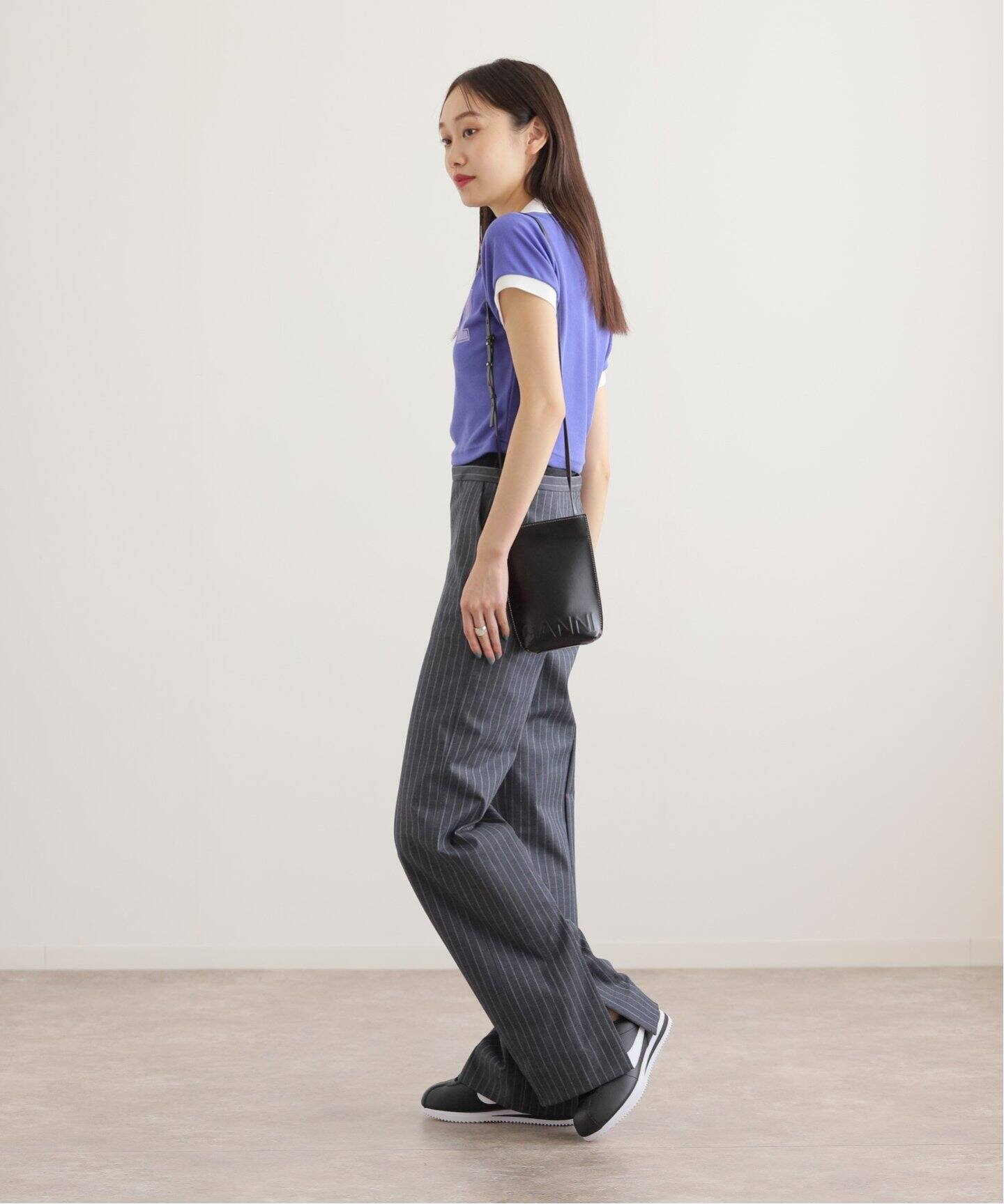 GANNI / ガニー】 Stretch Stripe Mid Waist Pants：スラックス  