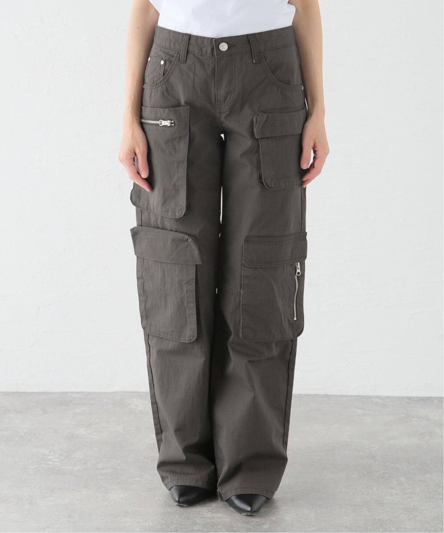 美品】OPEN Yy LINEN CARGO PANTS CHARCOAL M