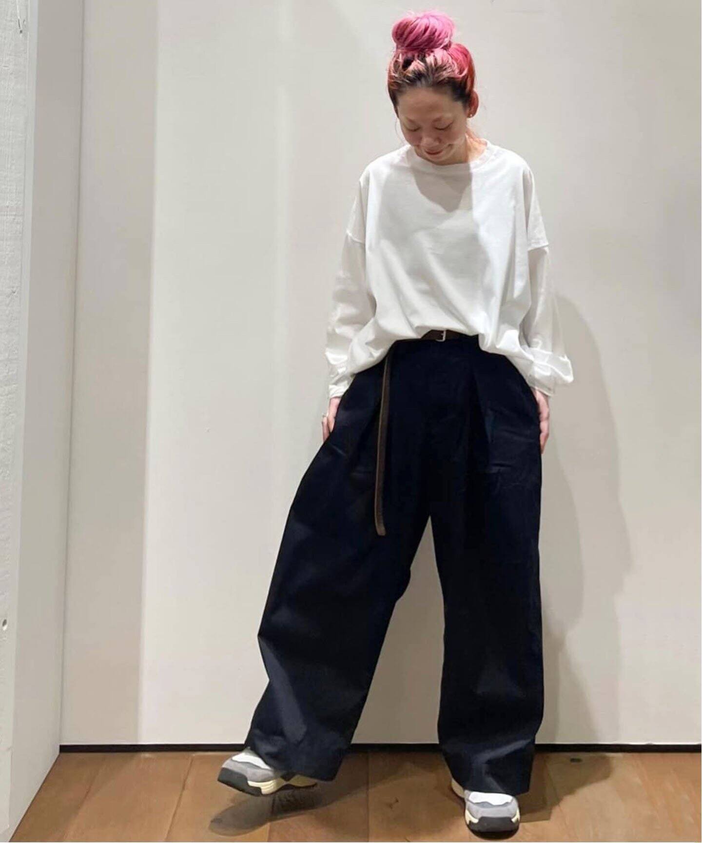 サテンストレッチ インボックスパンツ（その他パンツ）｜journal 