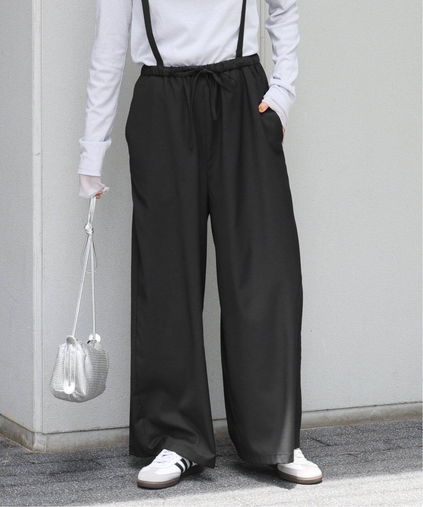 ウォッシャブルサスペンダー付きワイドパンツ2WAY（その他パンツ 