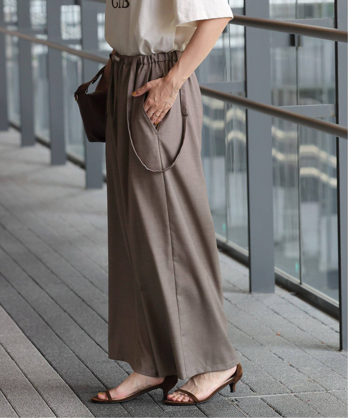 ウォッシャブルサスペンダー付きワイドパンツ2WAY（その他パンツ 
