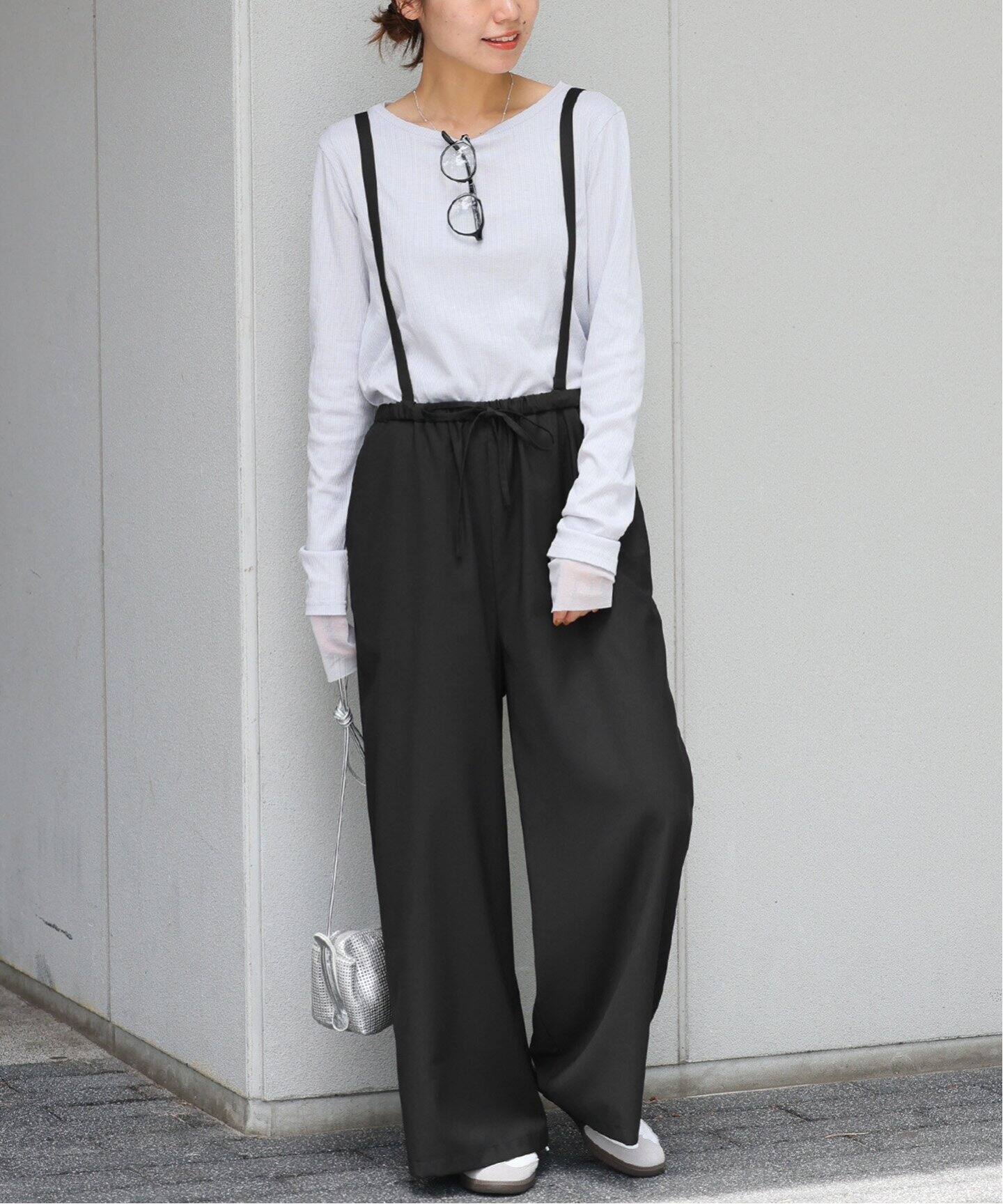 ウォッシャブルサスペンダー付きワイドパンツ2WAY（その他パンツ 