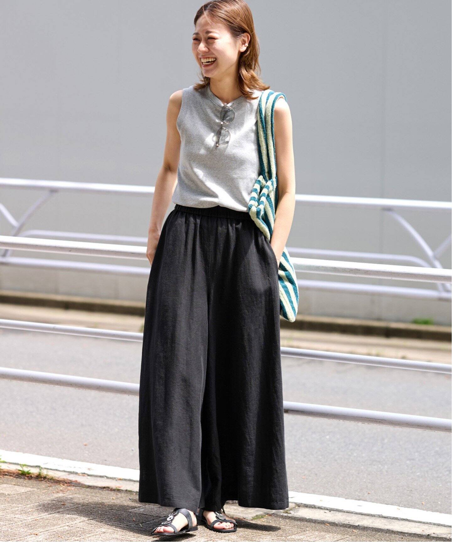 WEB限定》麻ブレンドワイドギャザーパンツ（その他パンツ）｜JOURNAL  