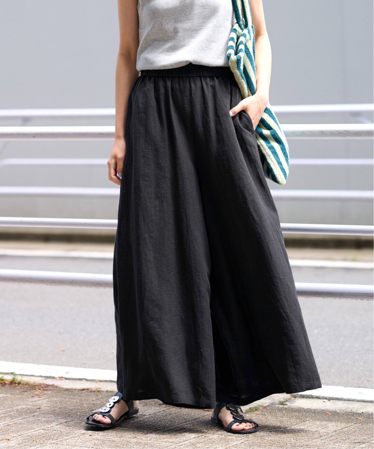 WEB限定》麻ブレンドワイドギャザーパンツ（その他パンツ）｜JOURNAL  