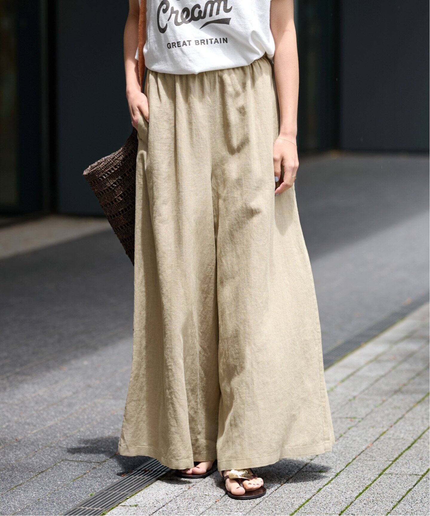 WEB限定》麻ブレンドワイドギャザーパンツ（その他パンツ）｜JOURNAL  