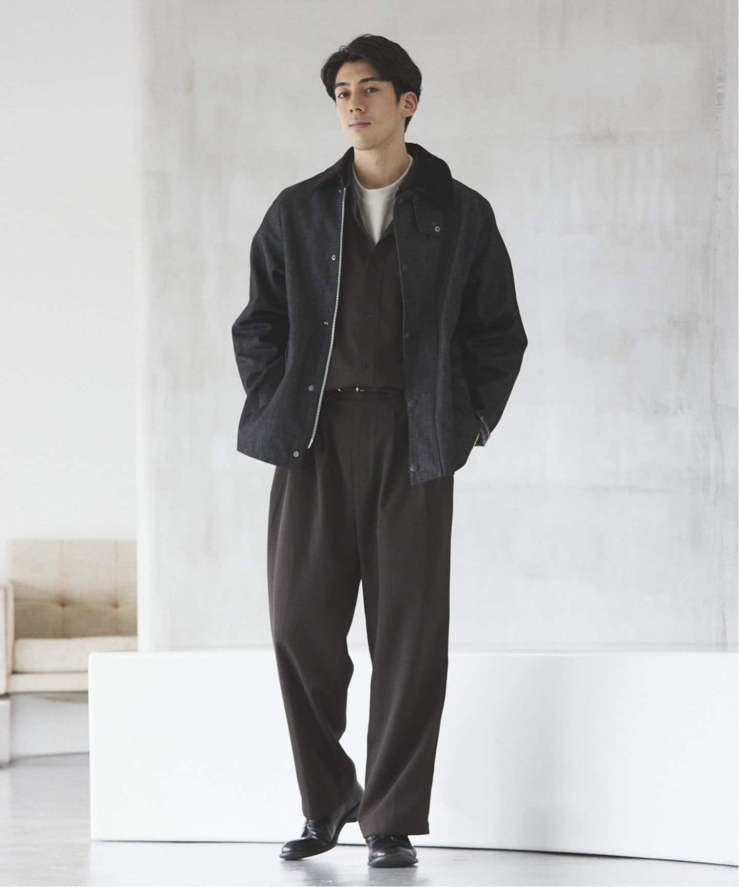 teurn studio スラックス UNION STATION スラックス N/Cスラブストレッチスラックス