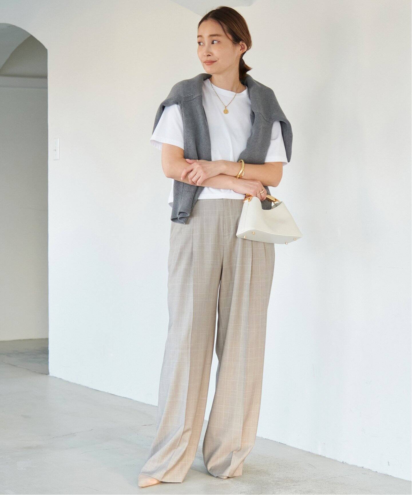 Tuck Wide パンツ (check)（スラックス）｜Deuxieme Classe 