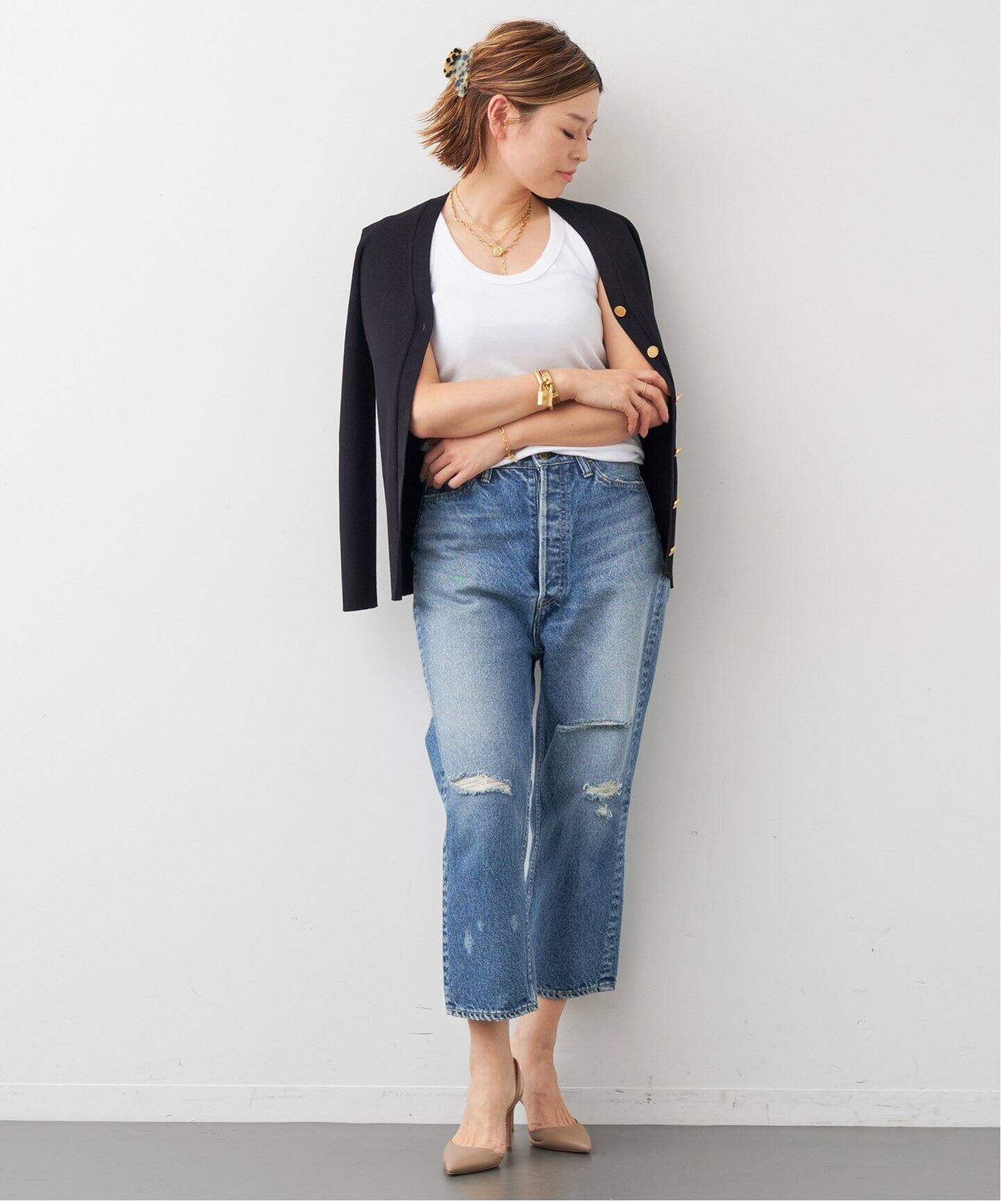 MADISONBLUE/マディソンブルー】 CRASHED SAROUEL デニム（デニム  