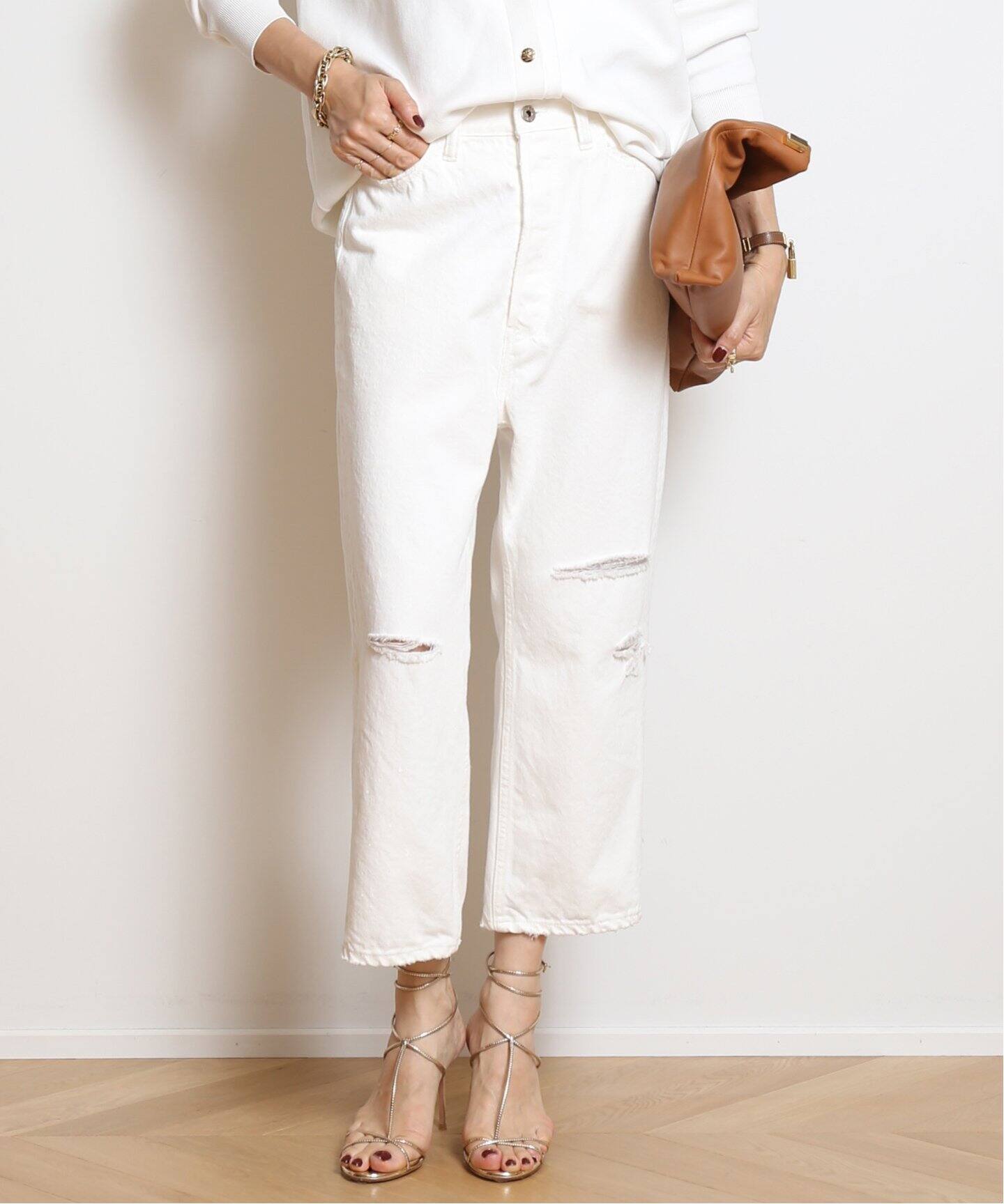 MADISONBLUE/マディソンブルー】 CRASHED SAROUEL WHITE デニム  