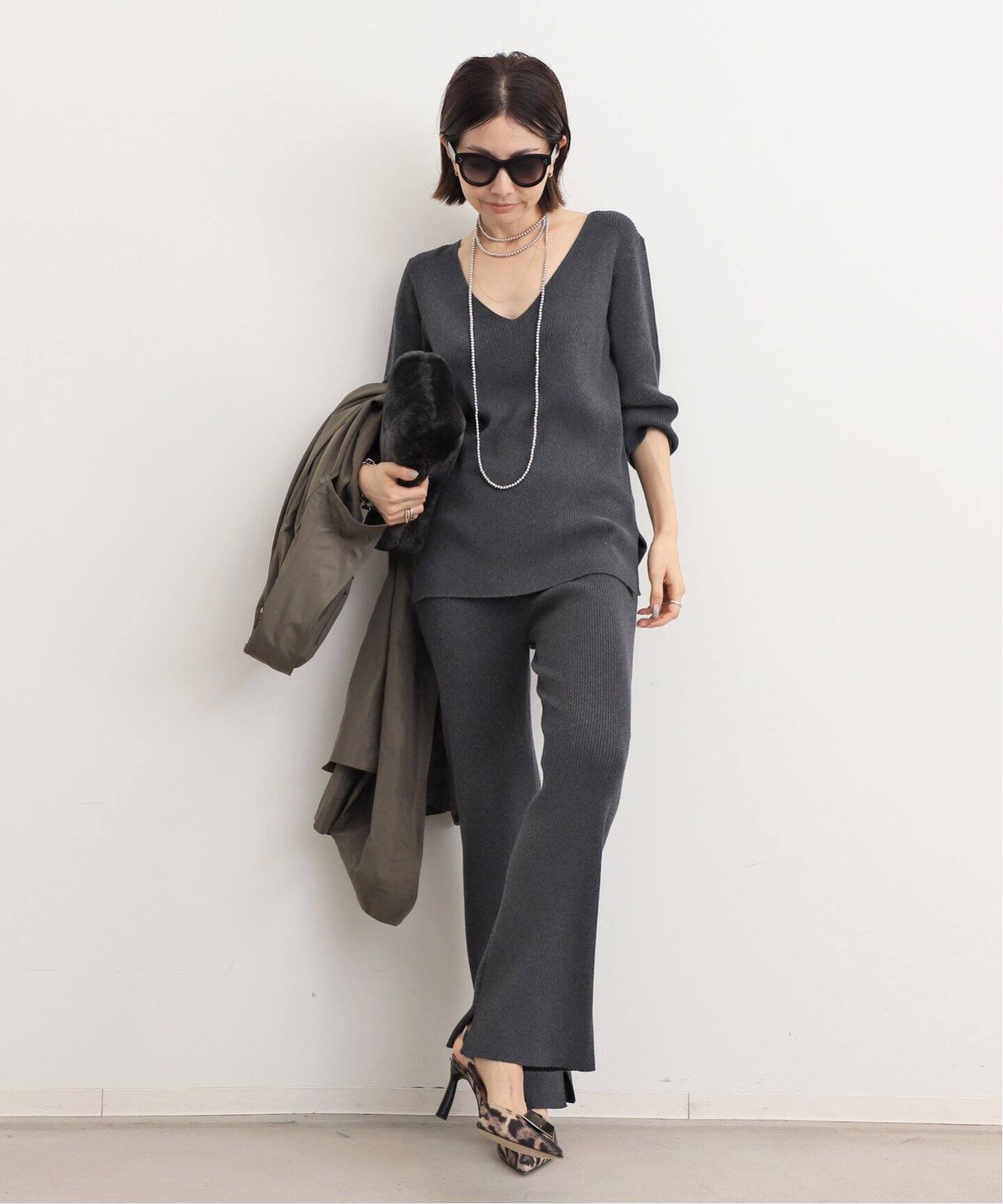 アパルトモンオリジナルRib ニットワンピース黒タグ有クリーニング済  