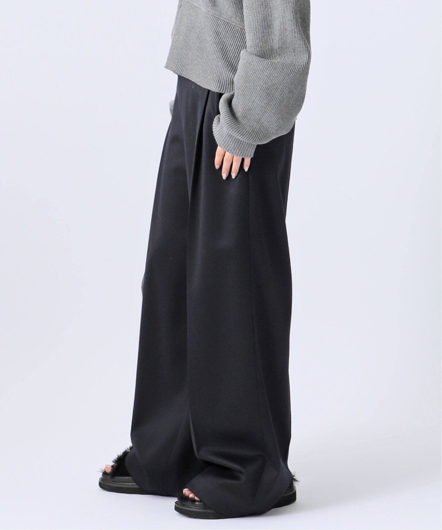ウールサテンタックパンツ（スラックス）｜AP STUDIO（エーピー 