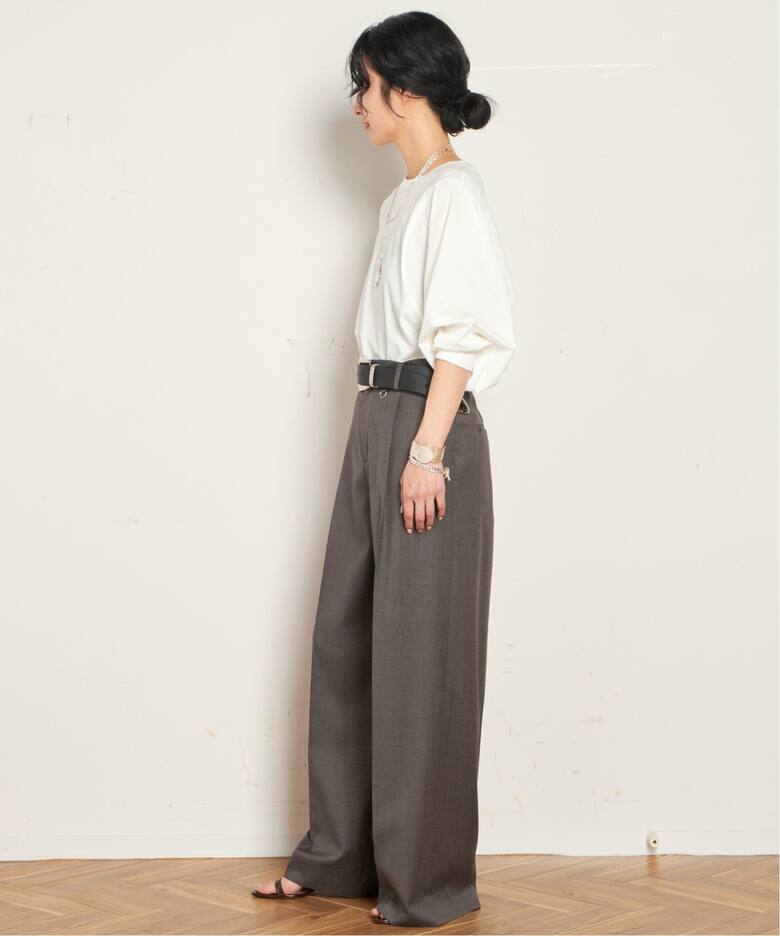 apstudioウールタックサテンパンツエーピーブラウン38サロンウィム  