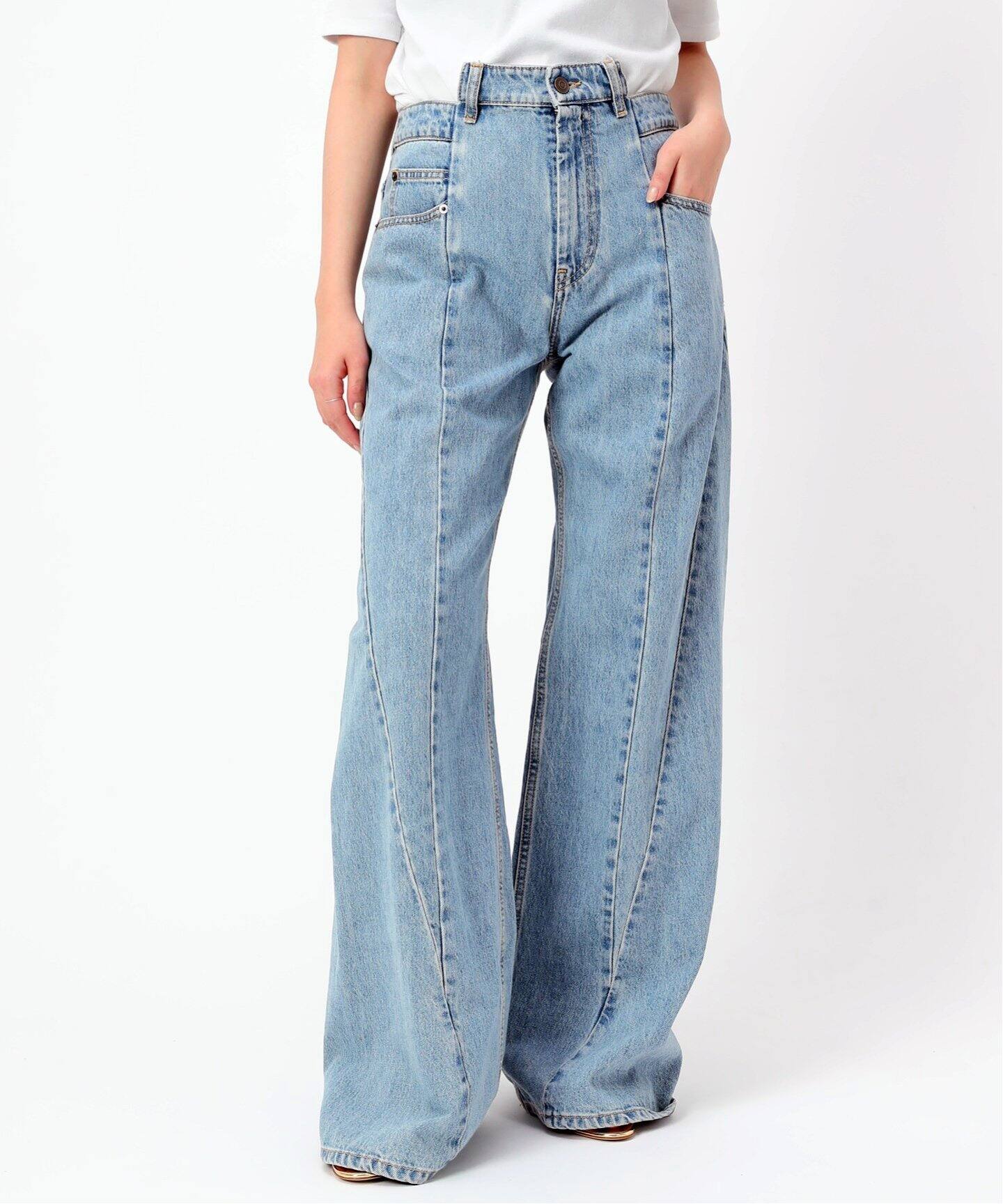 値下げ！ 希少36サイズマルジェラハイウエストカットアウトデニム  