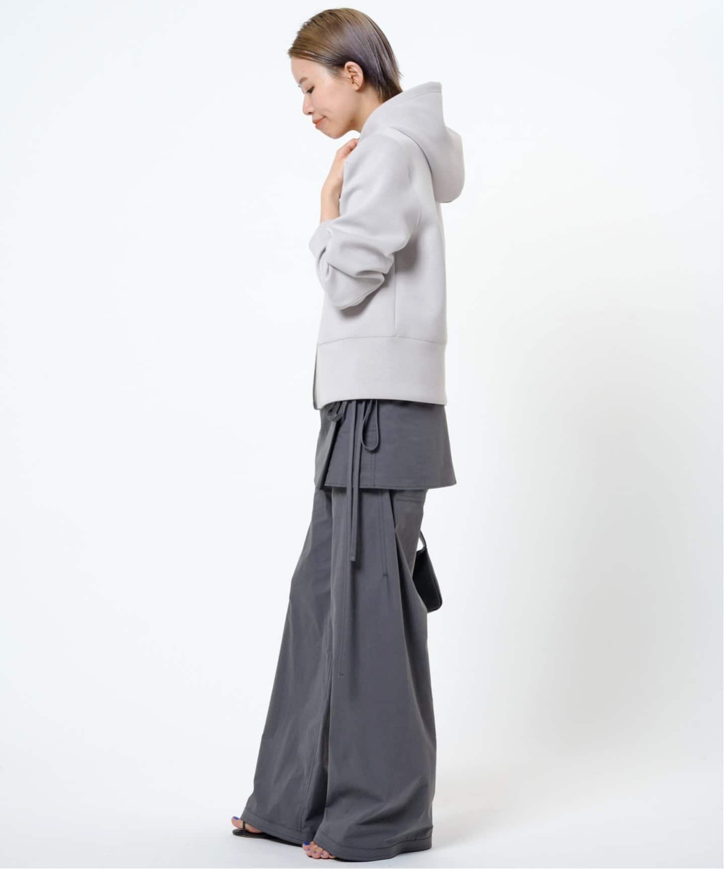 LOWCLASSIC＞レイヤード ラップスカートパンツ グレー Mサイズ