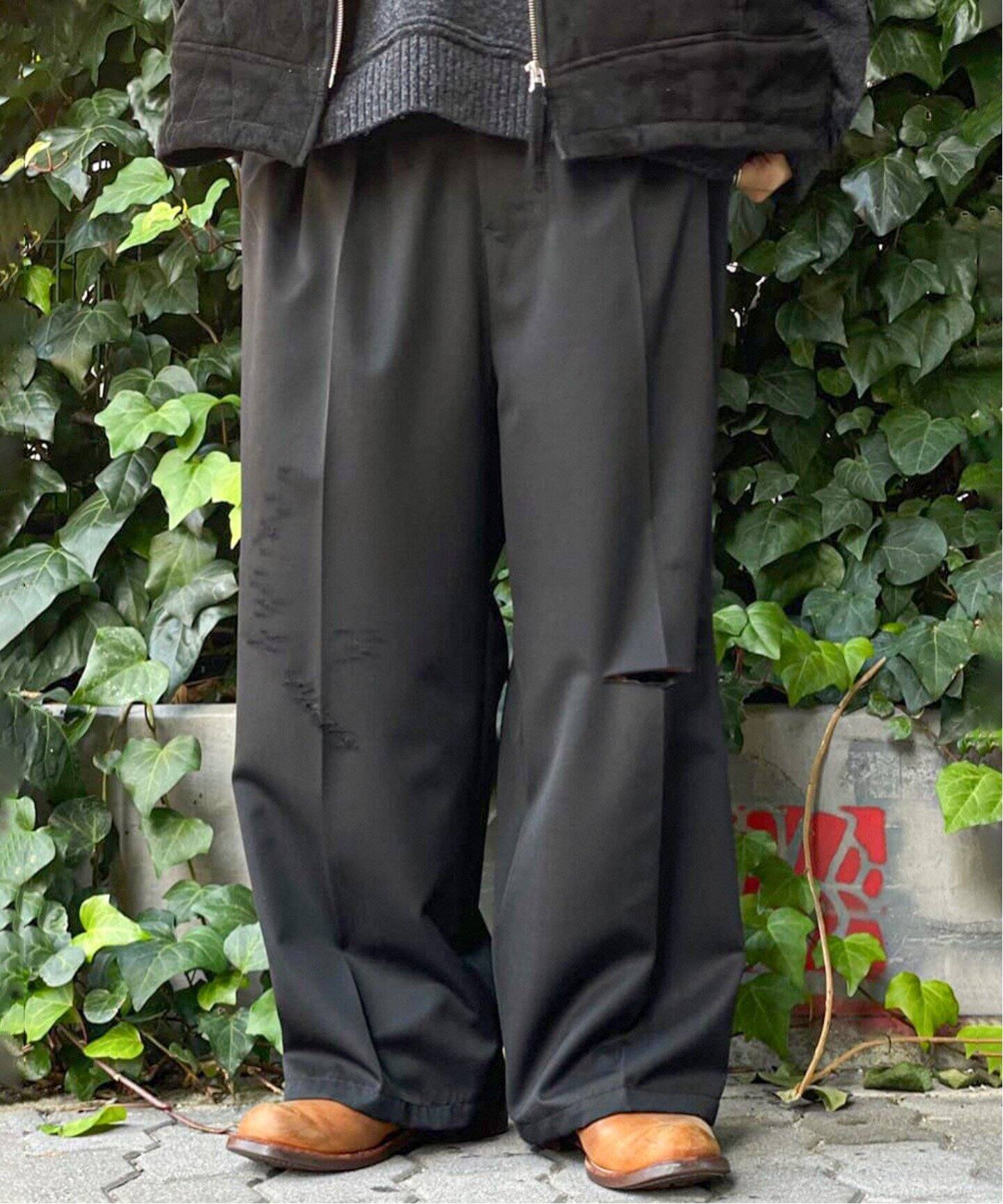 ANCELLM / アンセルム】WOOL DAMAGE WIDE SLACKS（スラックス）｜WISM 