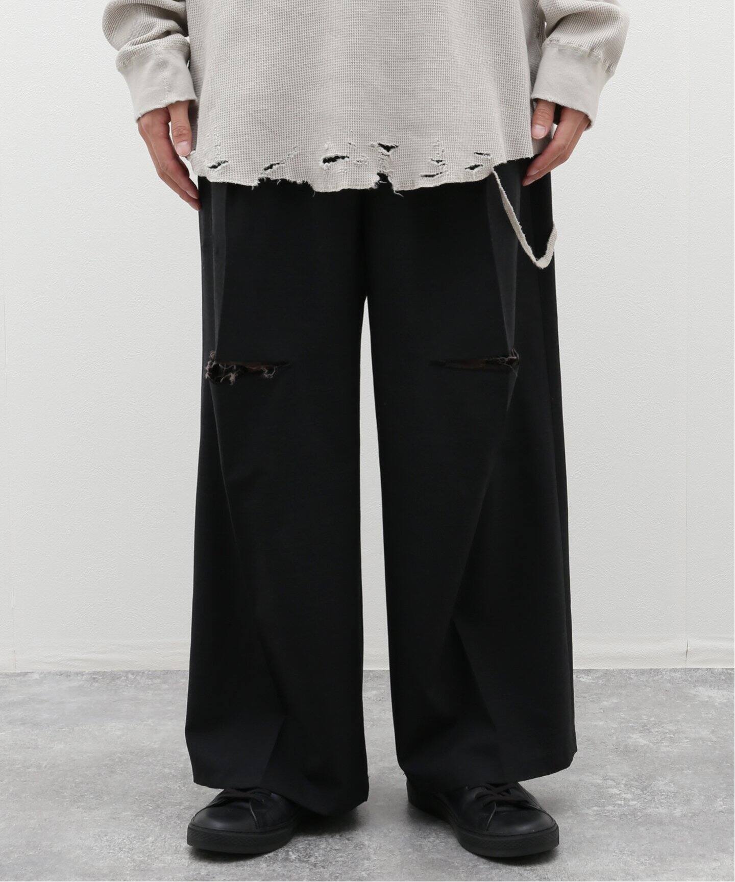 ANCELLM / アンセルム】WOOL DAMAGE WIDE SLACKS（スラックス）｜WISM  