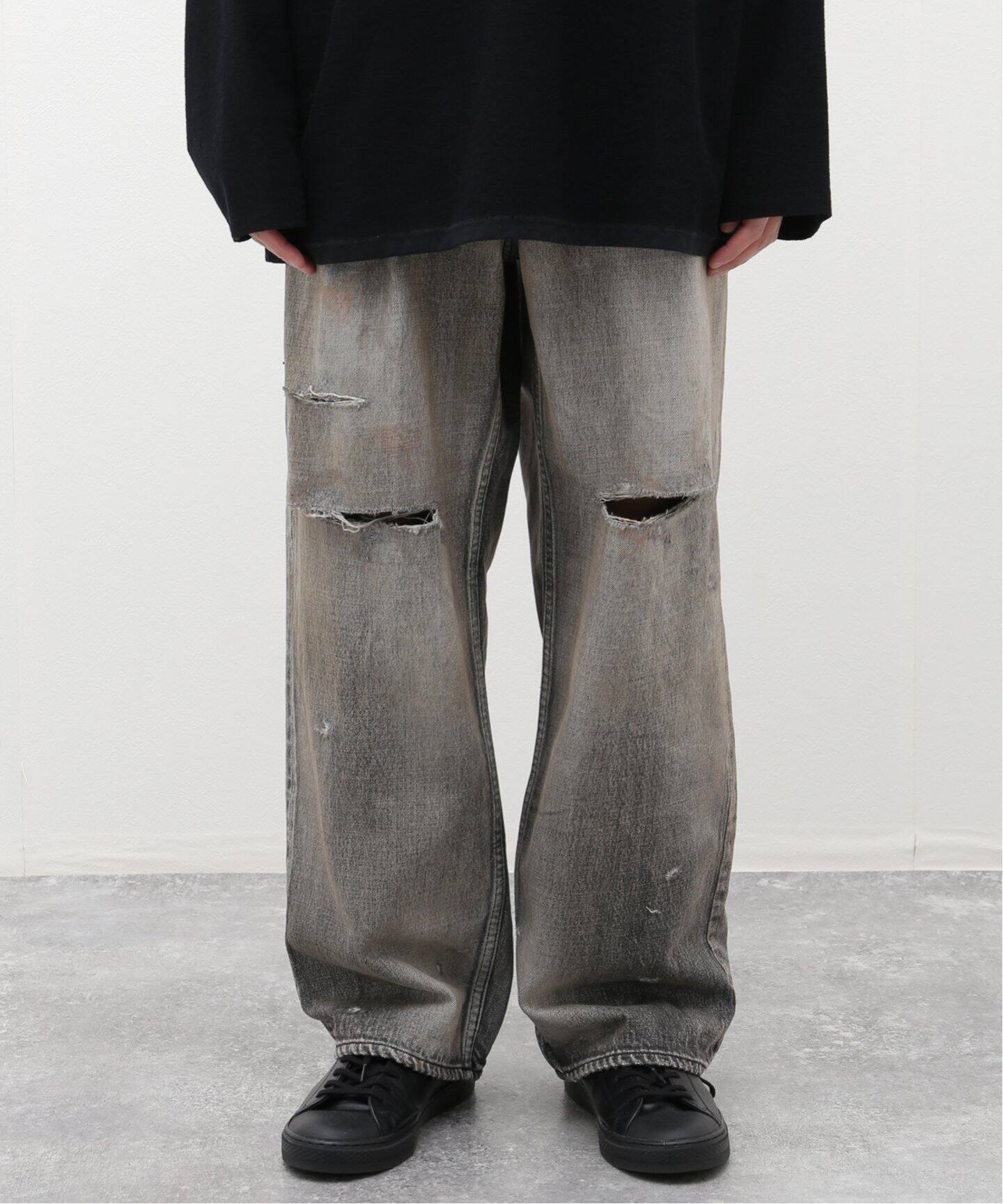 ancellm アンセルム crash denim straight pants