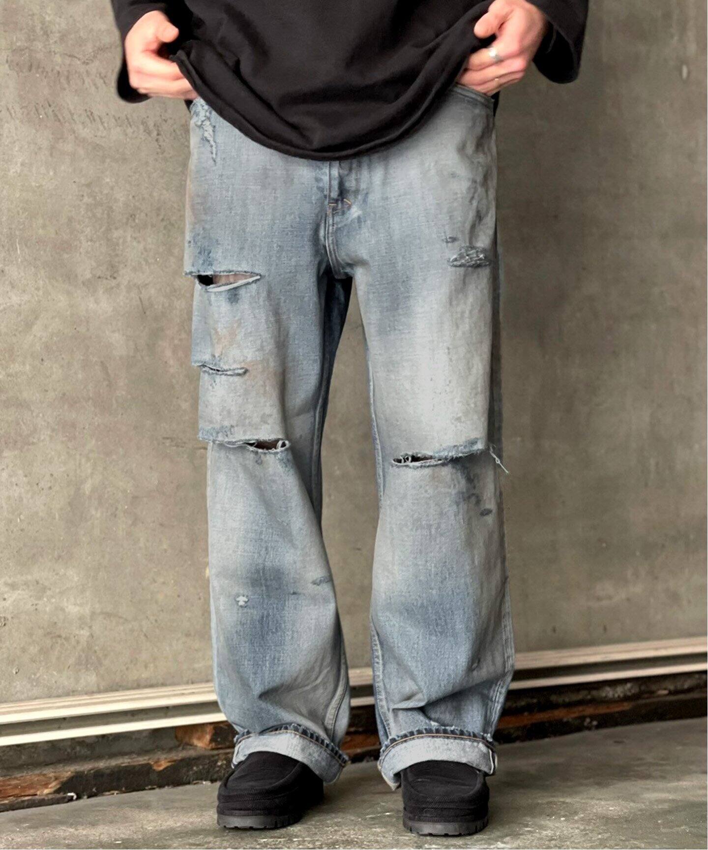 ANCELLM / アンセルム】CRASH SELVEDGE DENIM STRAIGHT 5P（デニム  
