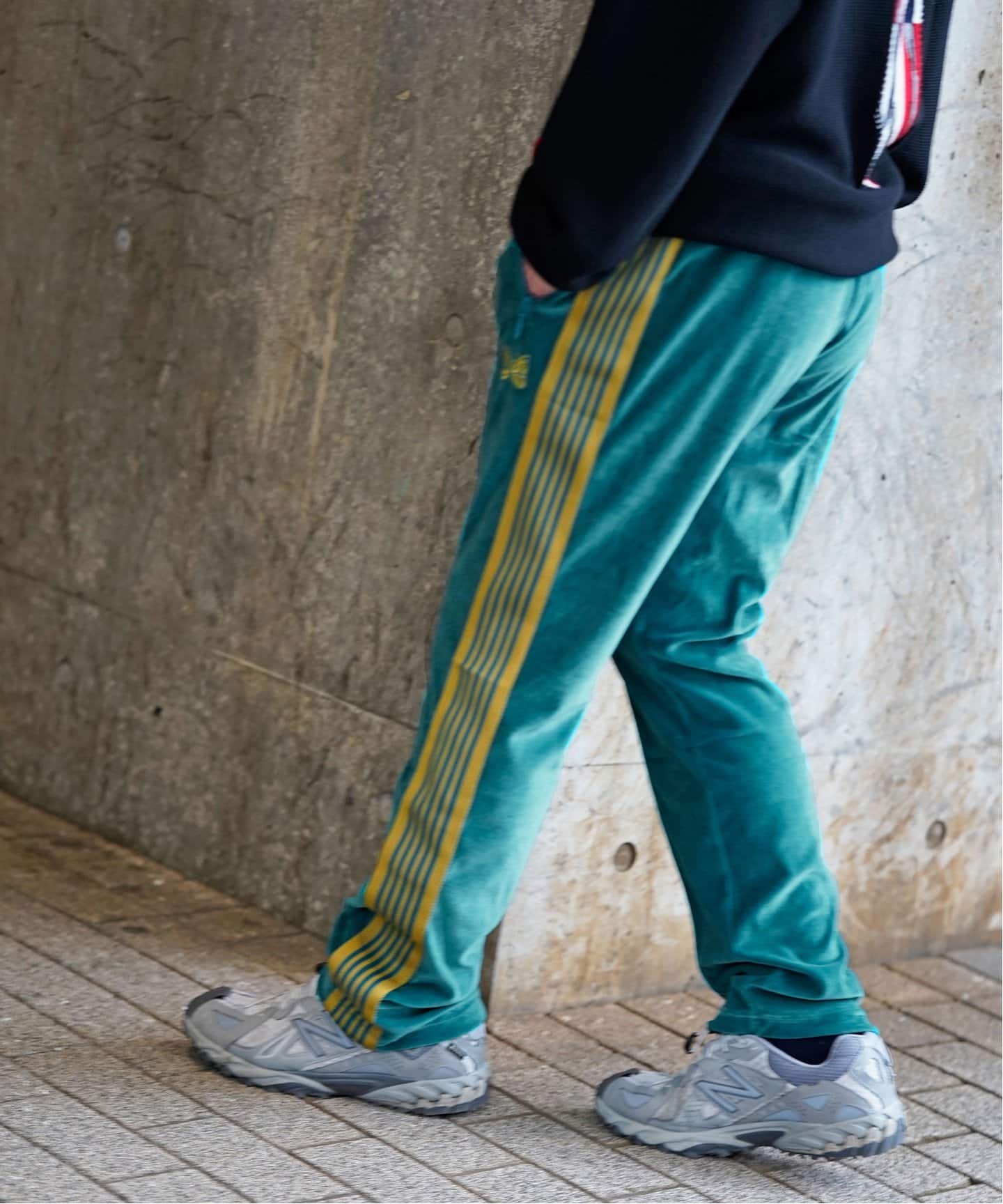 L ナロー　ブルー　イエロー　needles トラックパンツ L ナローブルーイエローneedles トラックパンツ