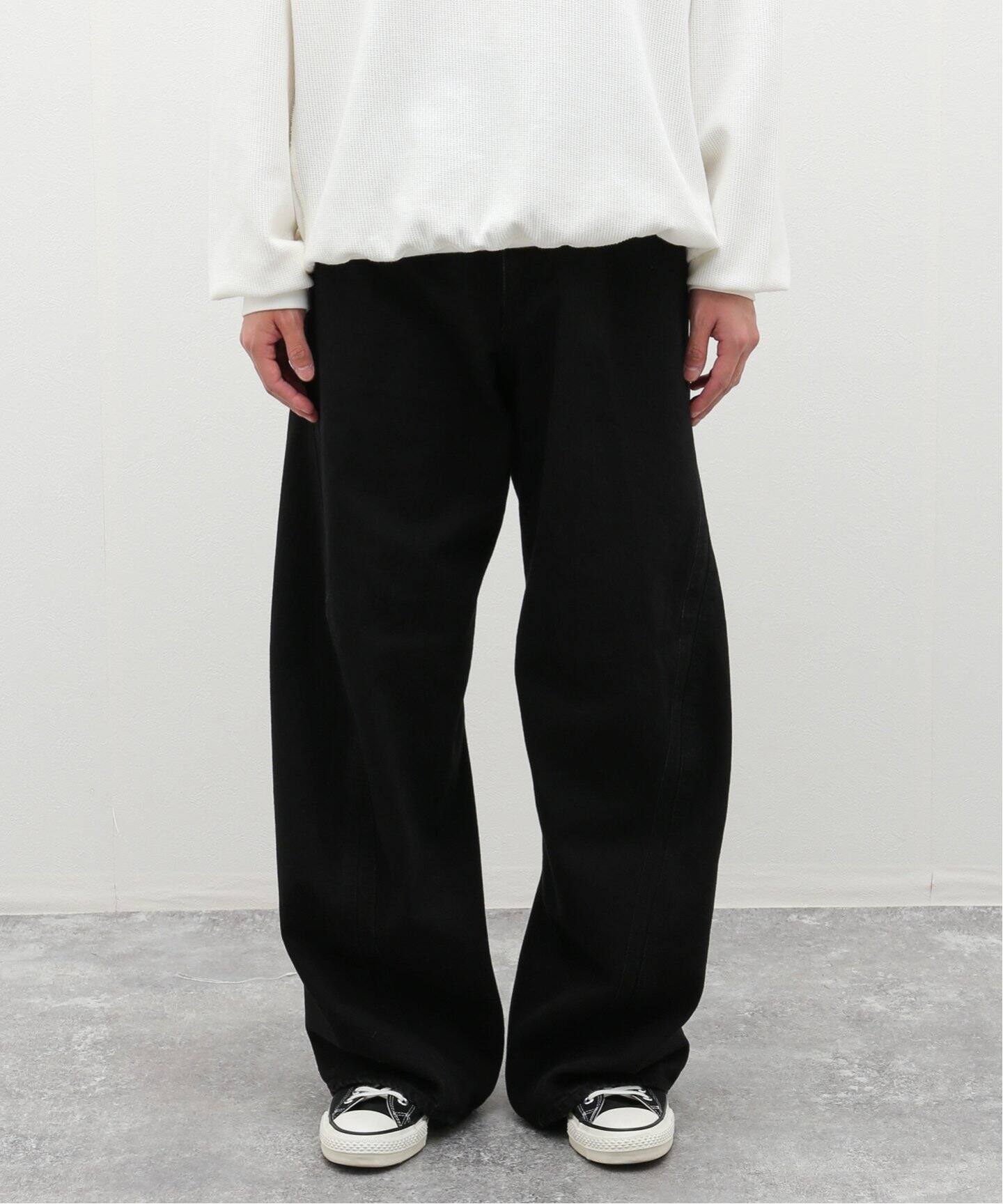 NVRFRGT / ネヴァーフォーゲット】3D TWISTED WIDE LEG JEANS BLACK 