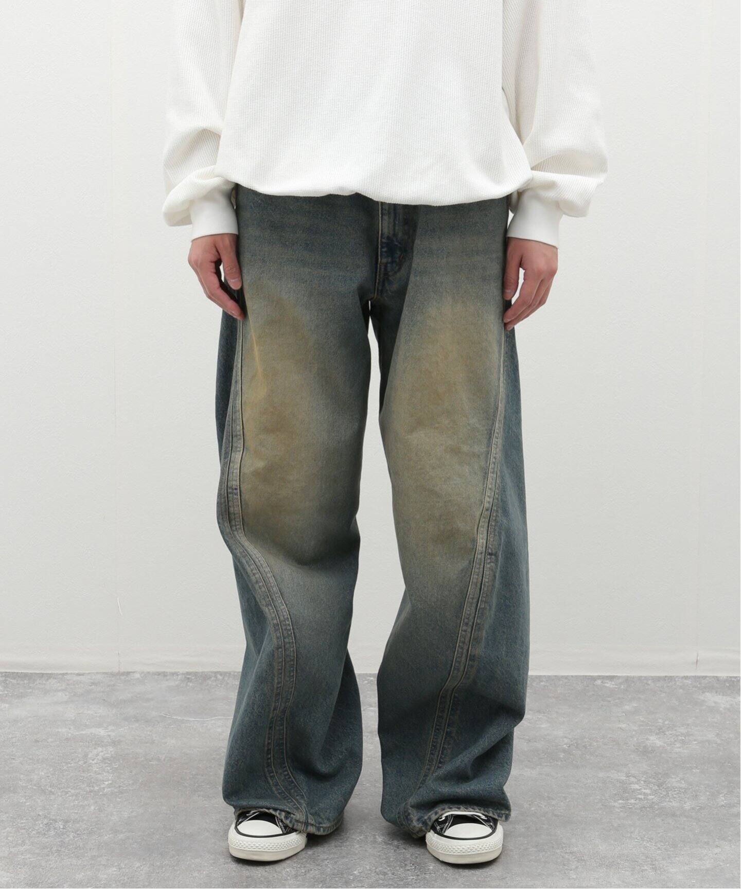 NVRFRGT / ネヴァーフォーゲット】3D TWISTED WIDE LEG JEANS INDIGO  