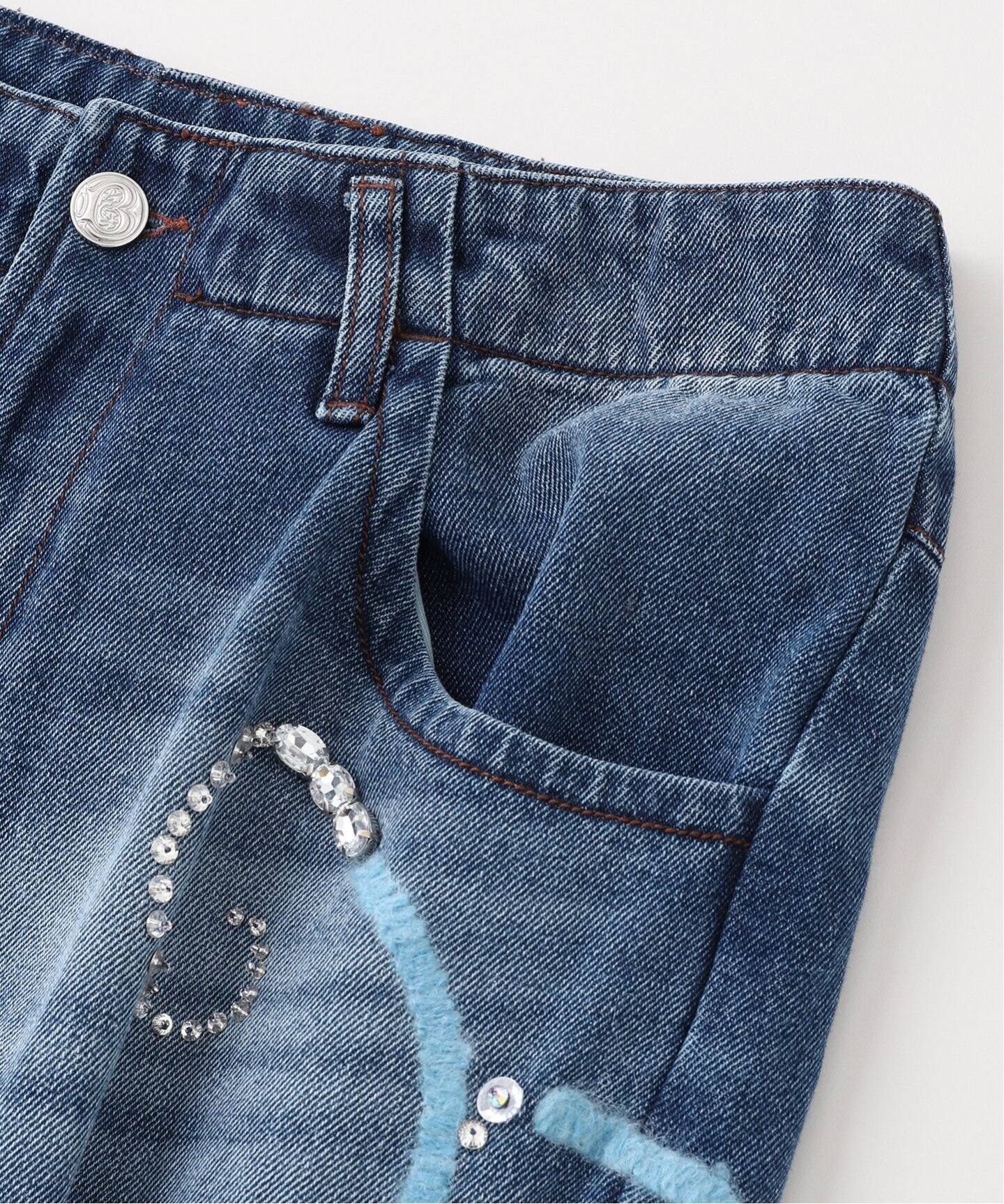 BLUEMARBLE / ブルーマーブル】 Baggy embroidered denim（デニム 