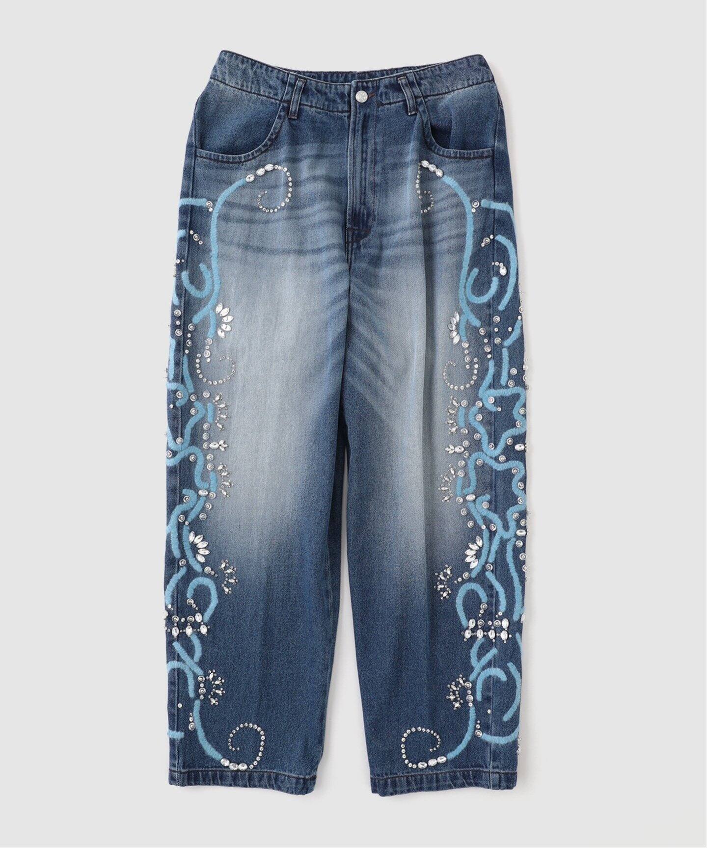 BLUEMARBLE / ブルーマーブル】 Baggy embroidered denim（デニム 