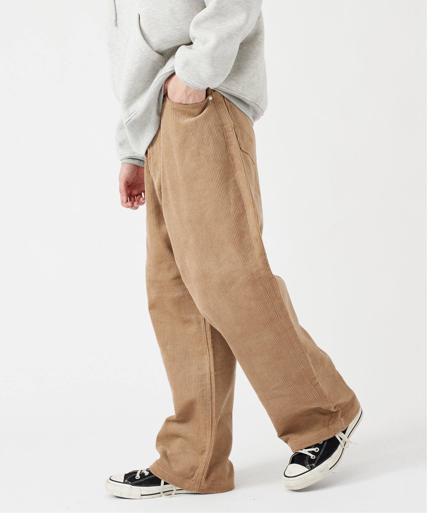 コーデュロイ ベージュ ストレートパンツ B.A.C.B] CORDUROY ワイドストレートパンツ（その他パンツ