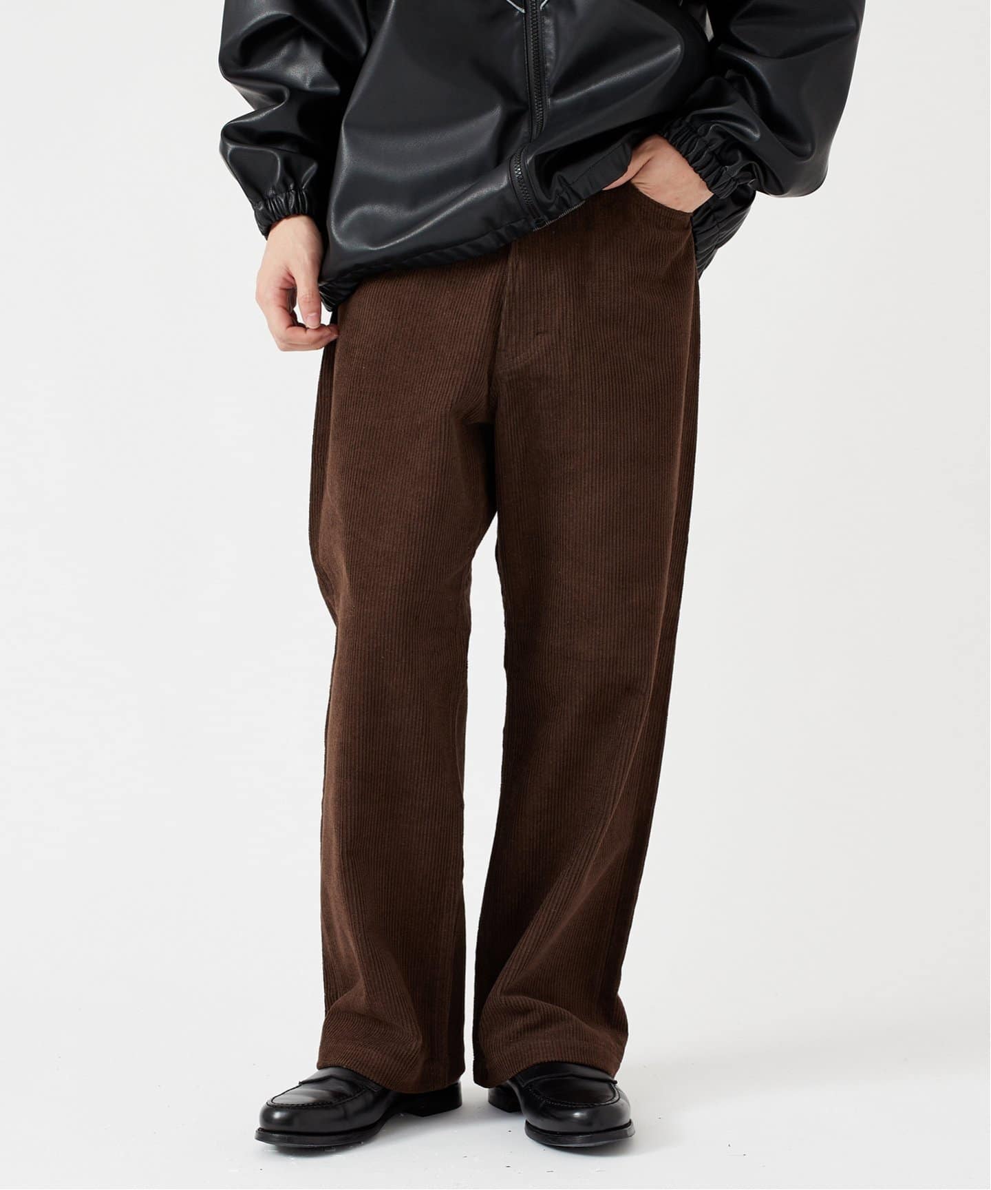 ブラウン ストライプ ワイドパンツBallsybrothers B.BALLSY ブラウン ストライプ ワイドパンツBallsybrothers B.BALLSY ブラウン