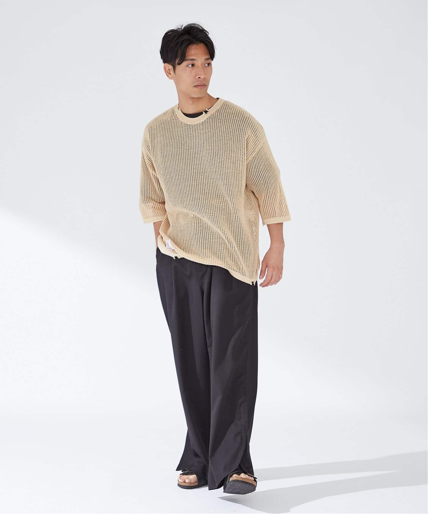 ゆき　セオリー♡ジャケット　パンツ　TRACE WIDE PIN PIN ST.SIDE SLIT WIDE パンツ（スラックス）｜B.C STOCK（ベー