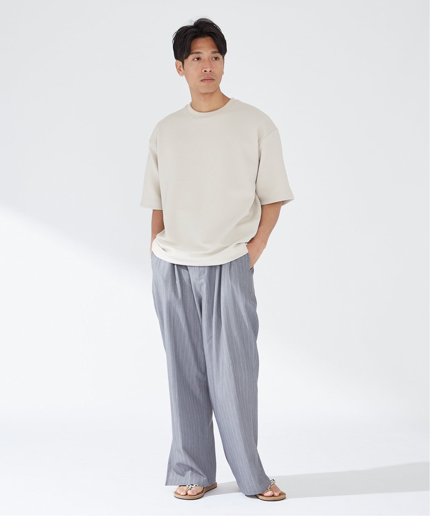 ゆき　セオリー♡ジャケット　パンツ　TRACE WIDE PIN PIN ST.SIDE SLIT WIDE パンツ（スラックス）｜B.C STOCK（ベー