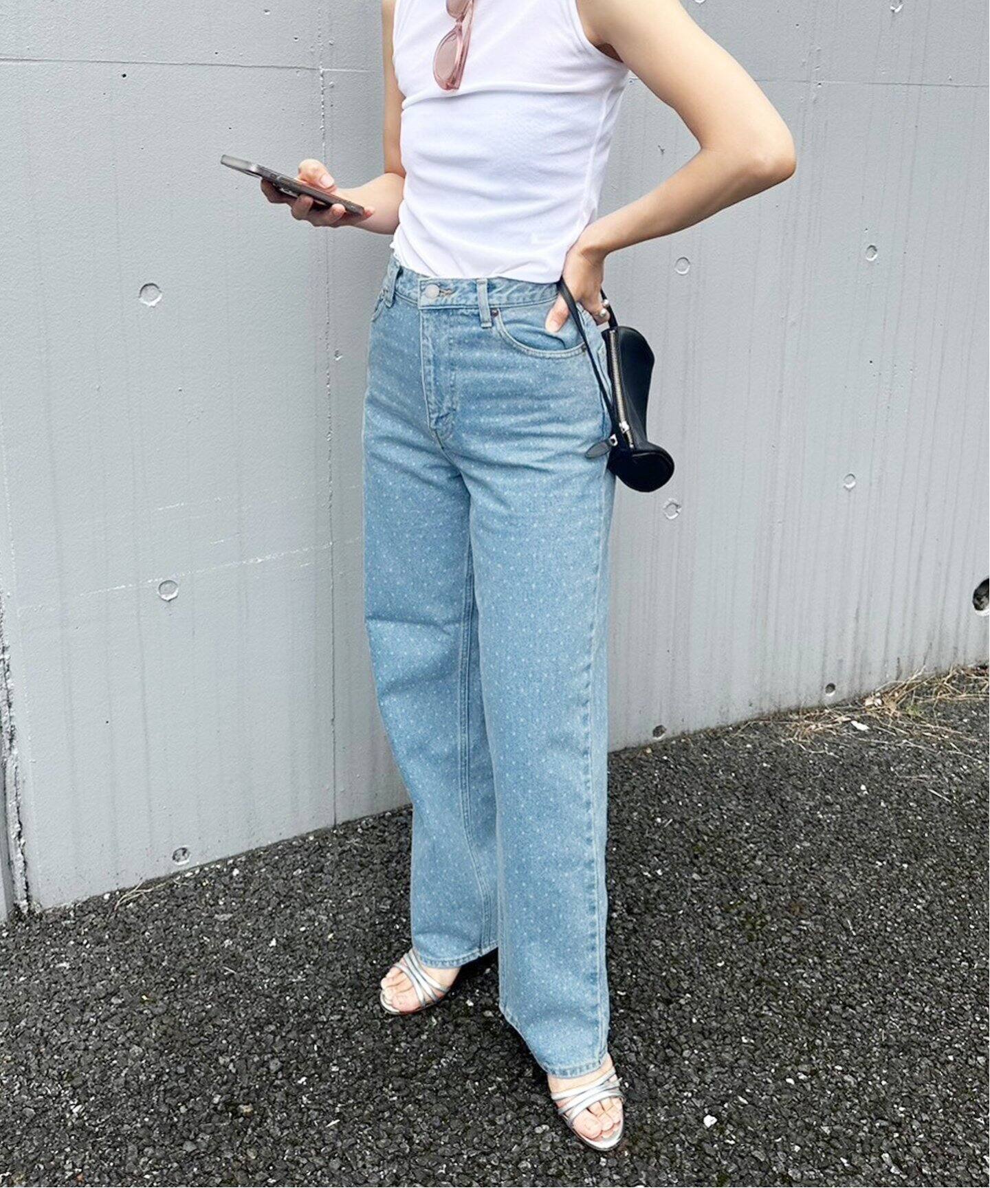 追加》ドットハイウエストデニム（デニムパンツ・ジーンズ）｜EDIT.FOR  