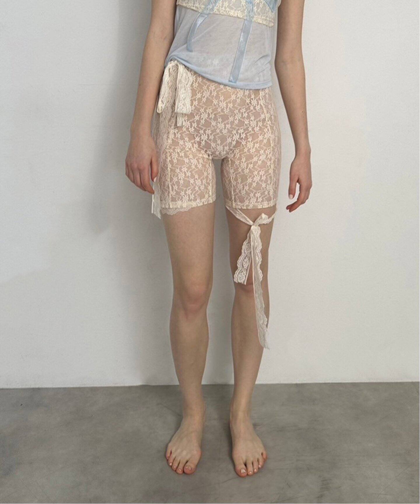 YUHAN WANG/ユハン ワン】lace trimmed biker shorts（その他パンツ 