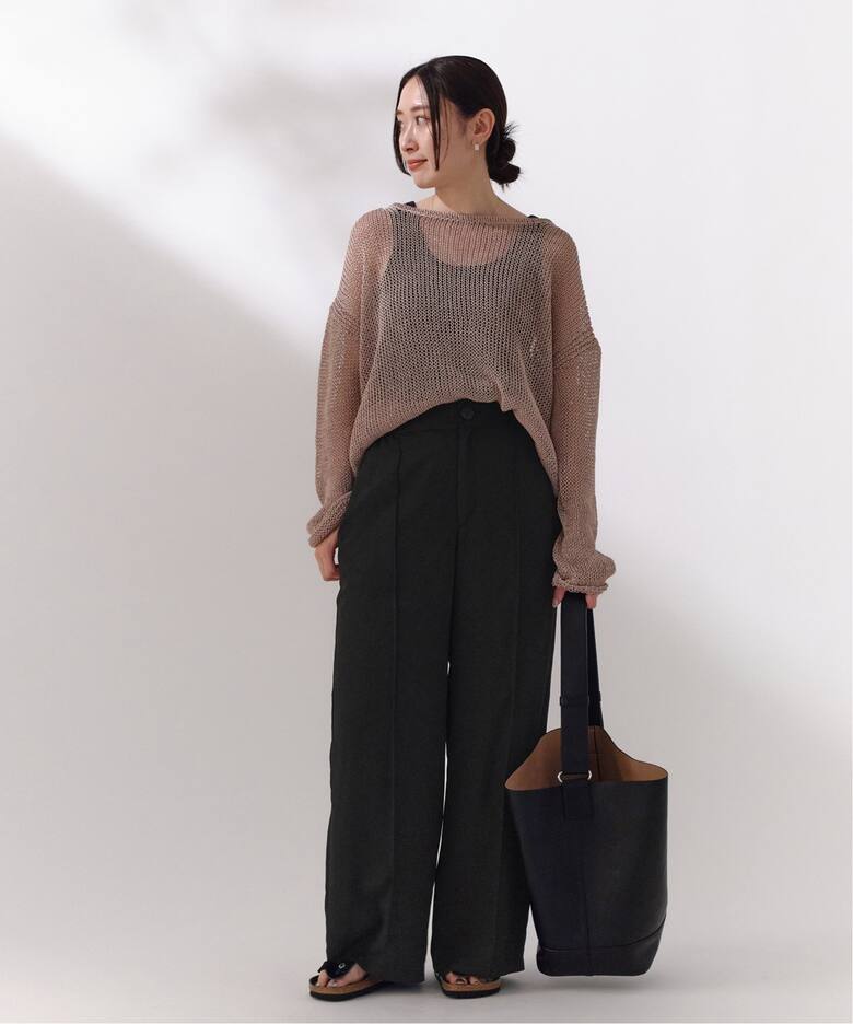 掠りフラワー ピンタックストレートパンツ（その他パンツ）｜IENA 