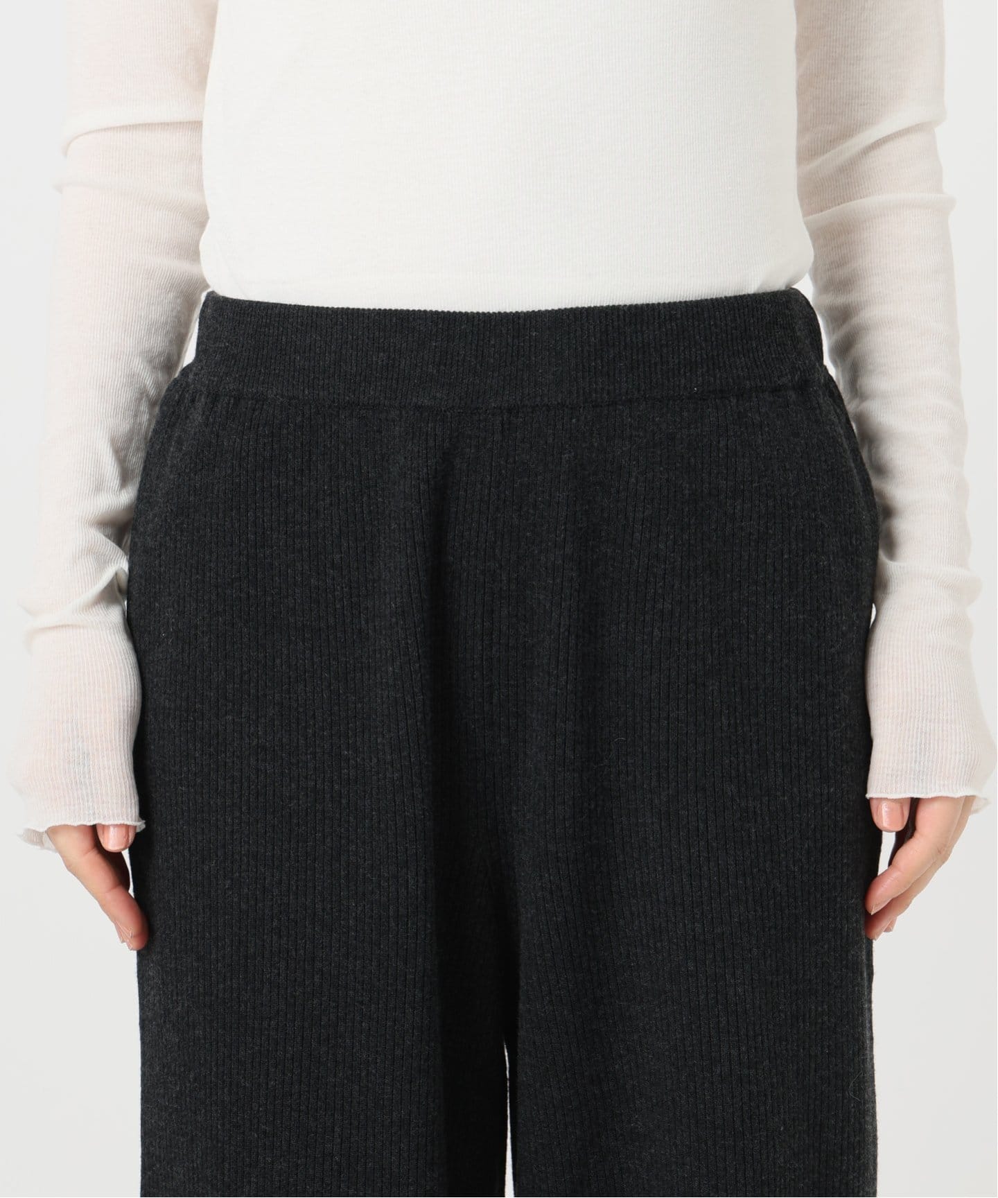 IENA Sn.WEEKEND リブ　ニットパンツ　グレー38 Sn.WEEKEND リブパンツ（その他パンツ）｜IENA（イエナ）の通販