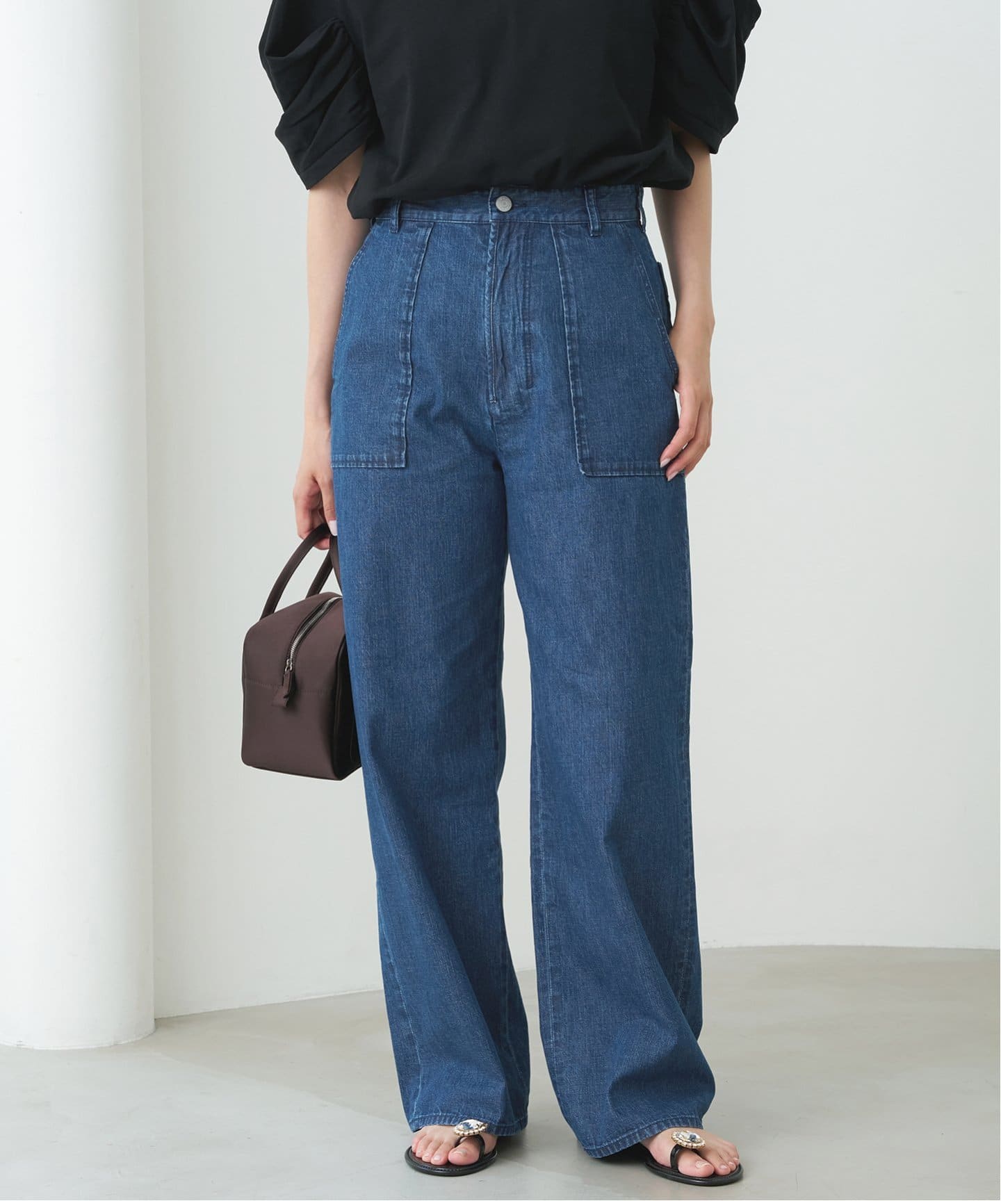 【IENA】イエナ　24AW デニムベイカーパンツ　美品　ブルー　34 IENA】イエナ 24AW デニムベイカーパンツ 美品 ブルー 34