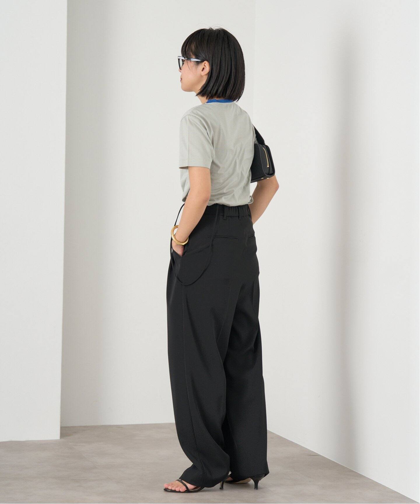 IENA サスペンダーツイルパンツブラック38