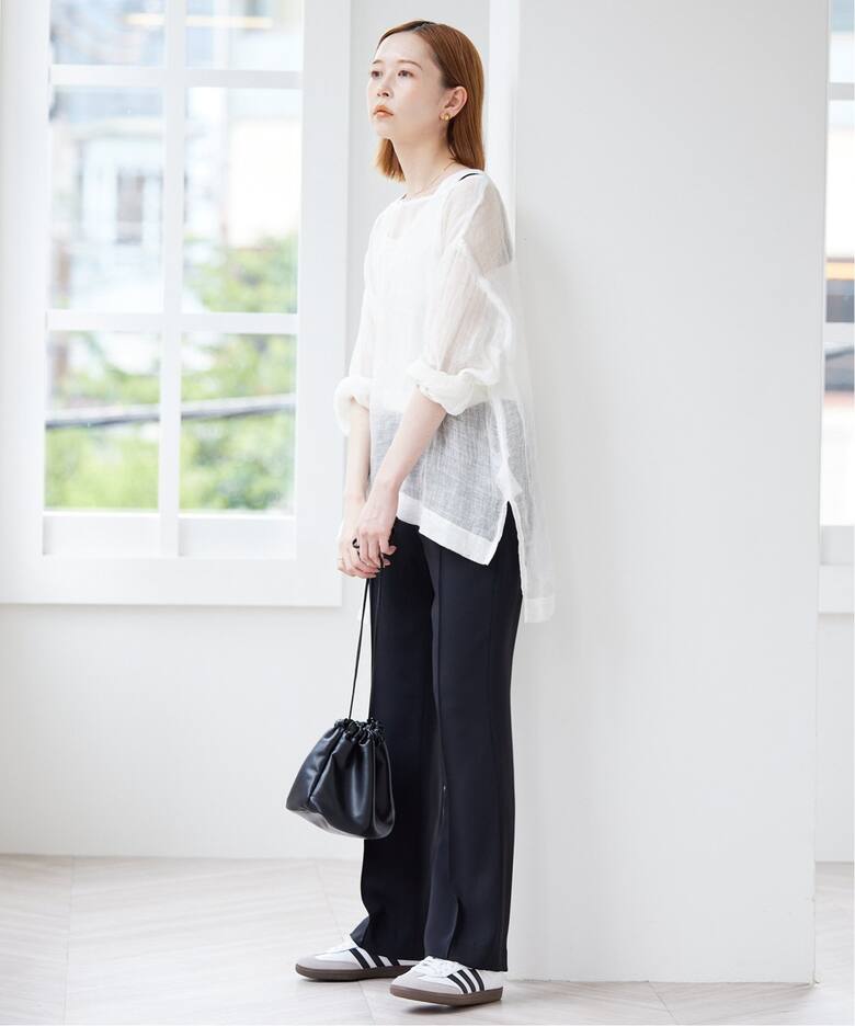 WEB・一部店舗限定/追加》ピンタックセミフレアパンツ（スラックス  