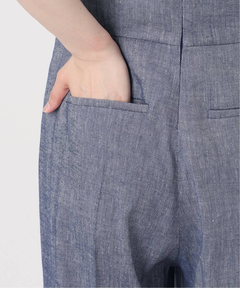 リネン混 シャンブレー オールインワン（つなぎ／オールインワン 