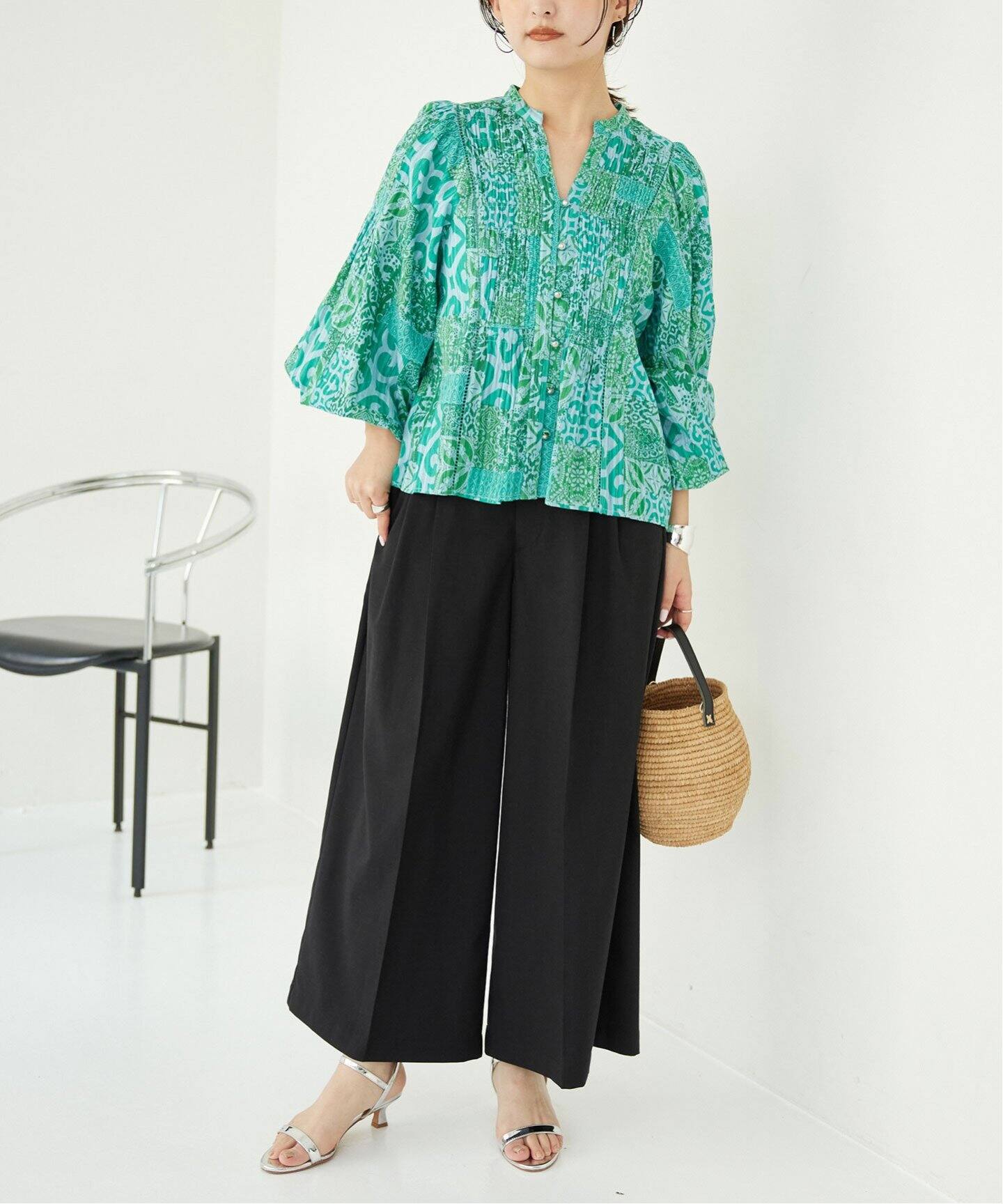 nowos/ワイドパンツ/S/リネン/CML こぼれ 