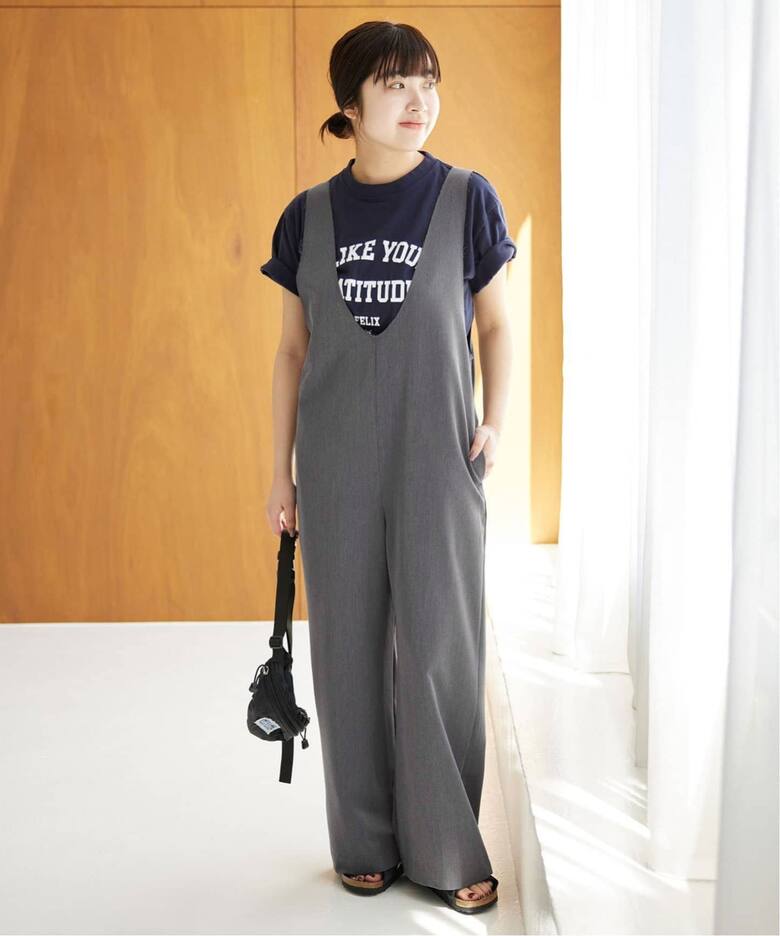 WEB限定サイズ有り》Vネックオールインワン（つなぎ／オールインワン 