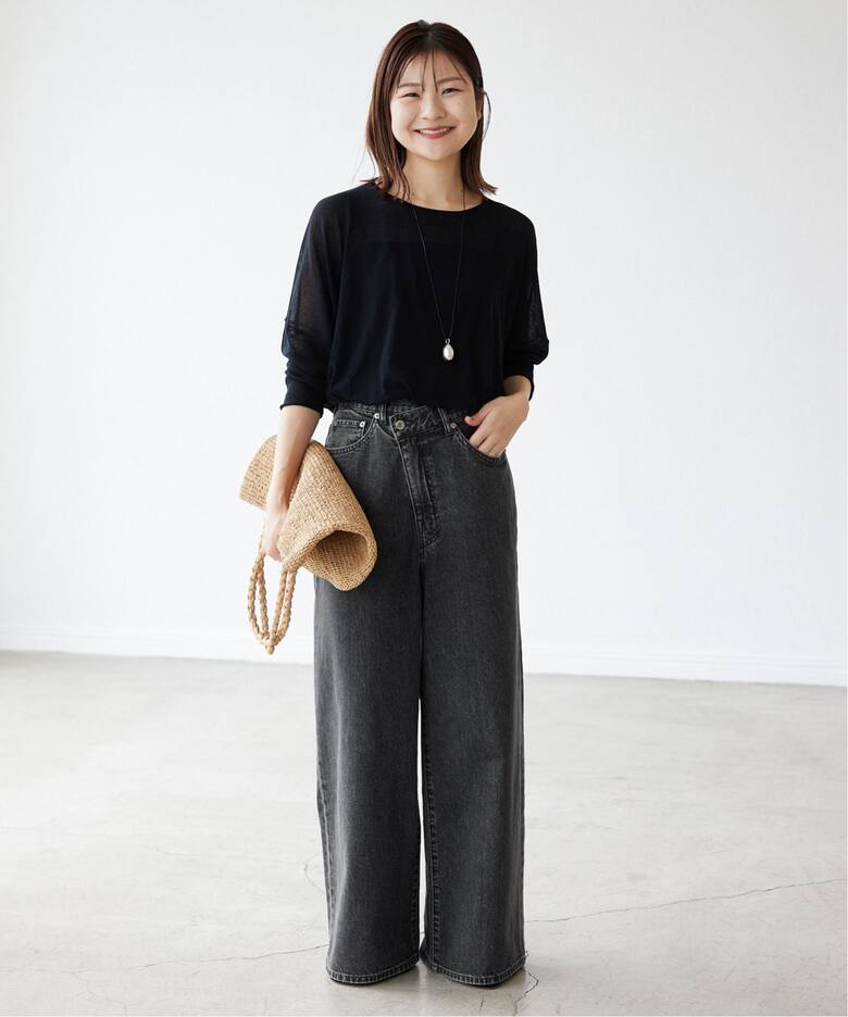 LE DENIMチルトワイドストレートデニム（デニムパンツ・ジーンズ 