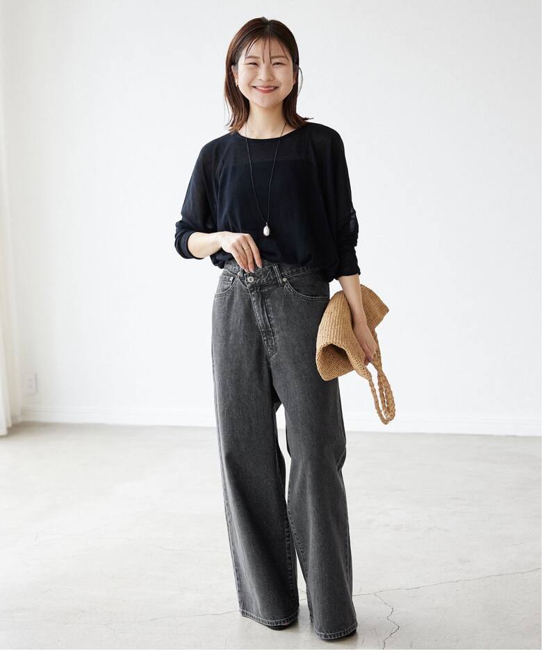 LE DENIMチルトワイドストレートデニム（デニムパンツ・ジーンズ 