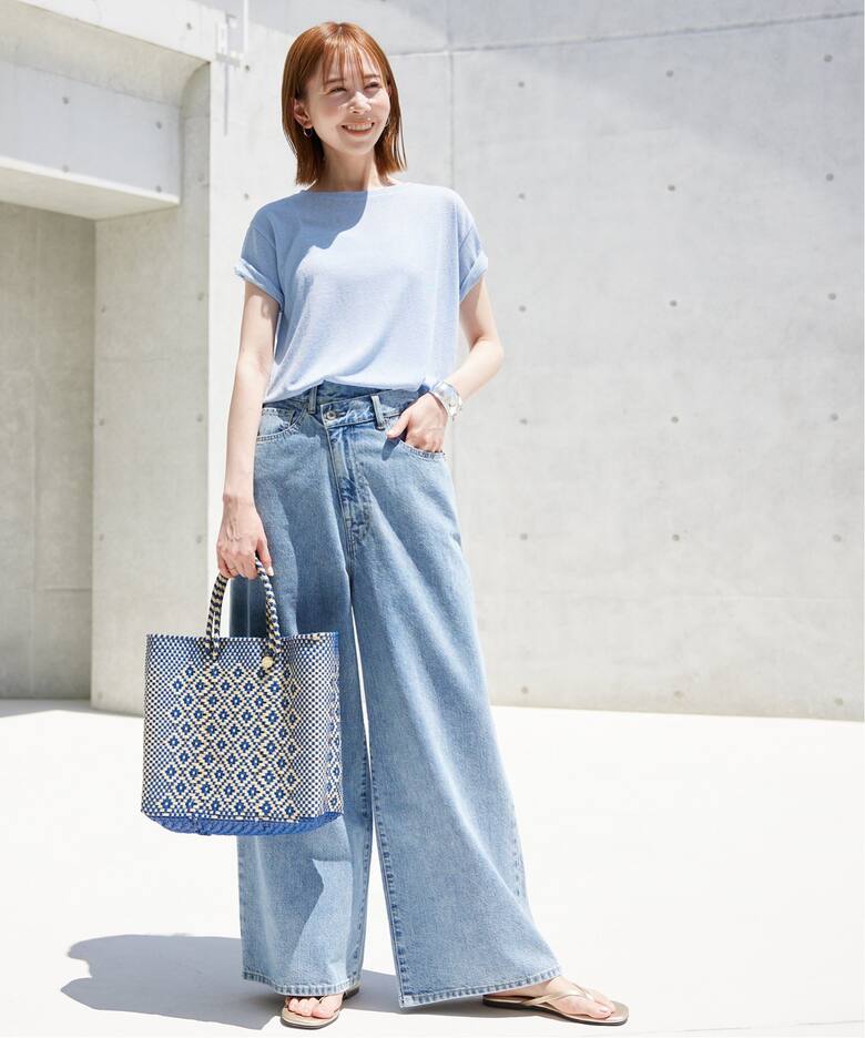 LE DENIMチルトワイドストレートデニム（デニムパンツ・ジーンズ 