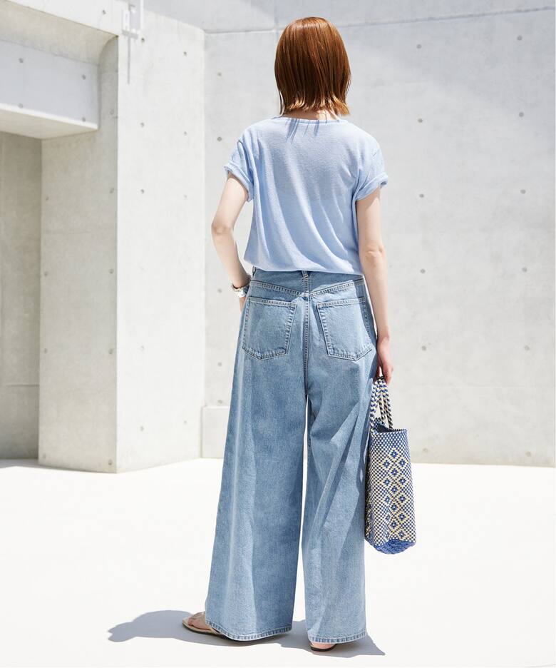 LE DENIMチルトワイドストレートデニム（デニムパンツ・ジーンズ 
