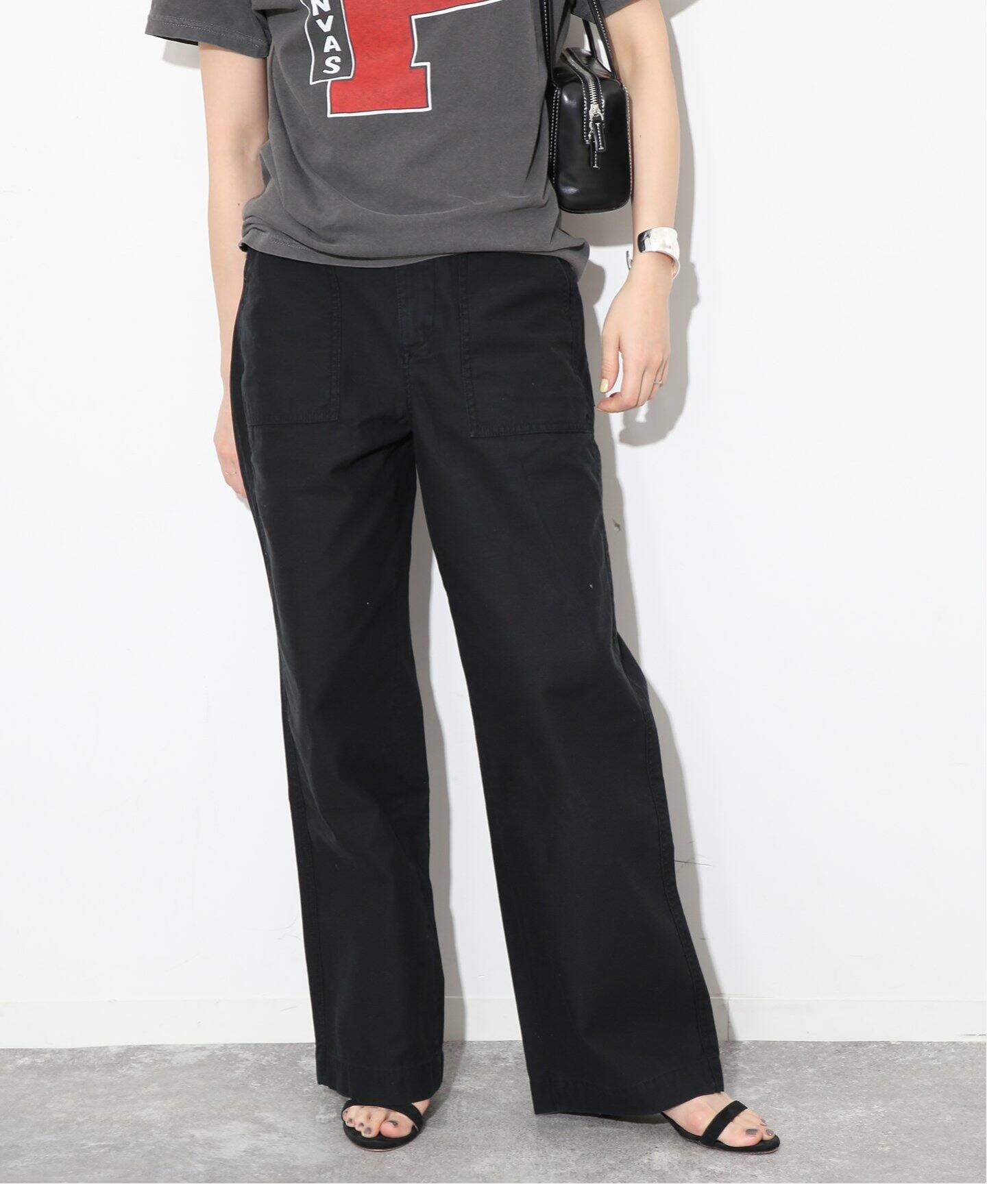 【新品】Healthy DENIM　バックサテンワイドパンツ　M　オフホワイト Healthy DENIM SLOBE別注 バックサテンワイドパンツ H652399I03