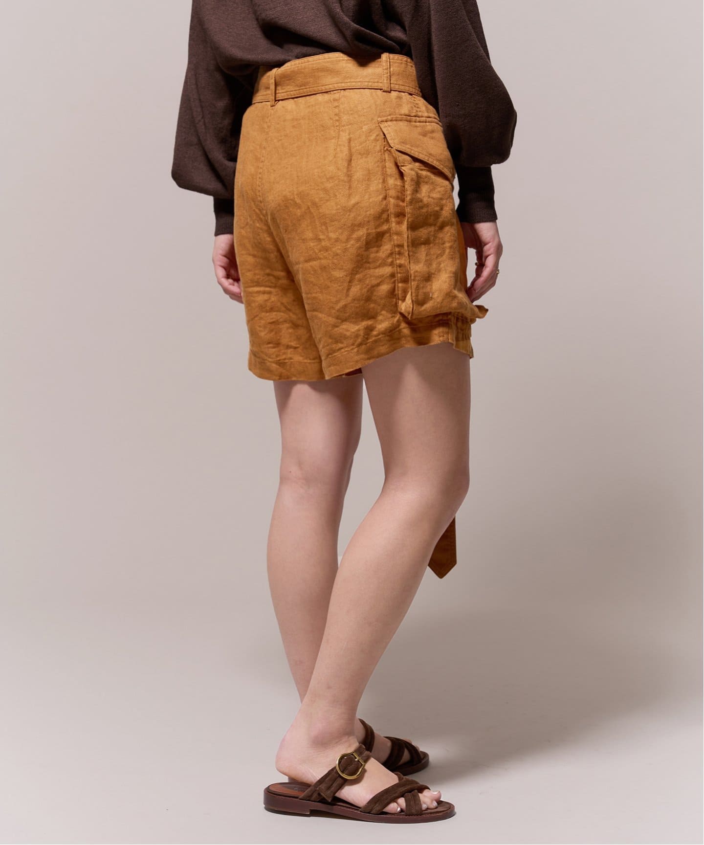 IENA LA BOUCLE リネンヘリンボンカーゴショーツ（ショート・ハーフ