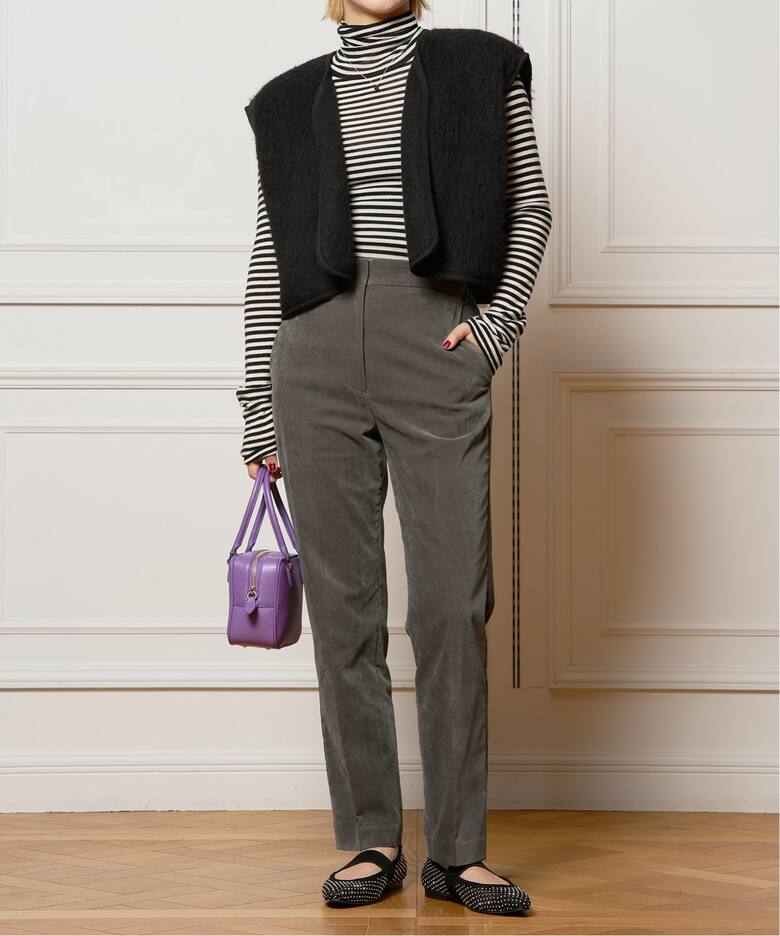 追加》IENA LA BOUCLE ベルベットテーパードパンツ2（スラックス  