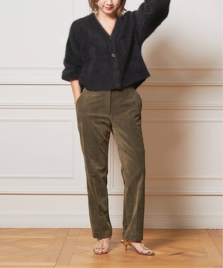 追加》IENA LA BOUCLE ベルベットテーパードパンツ2（スラックス  